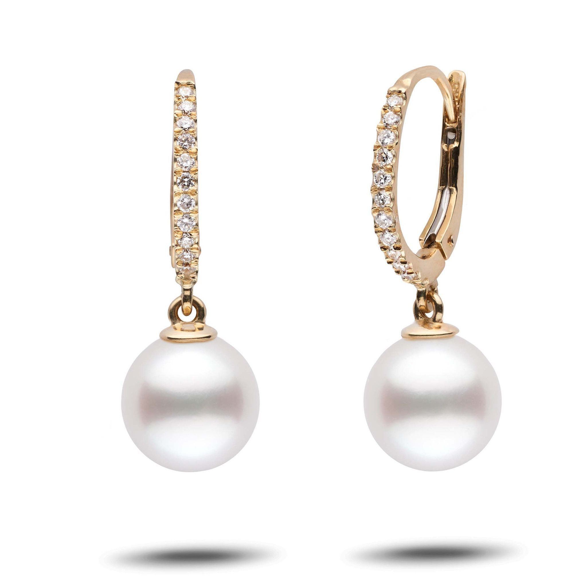 Eternal Collection White South Sea 9.0-10.0 mm Pearl & Diamond Dangle Earrings yg