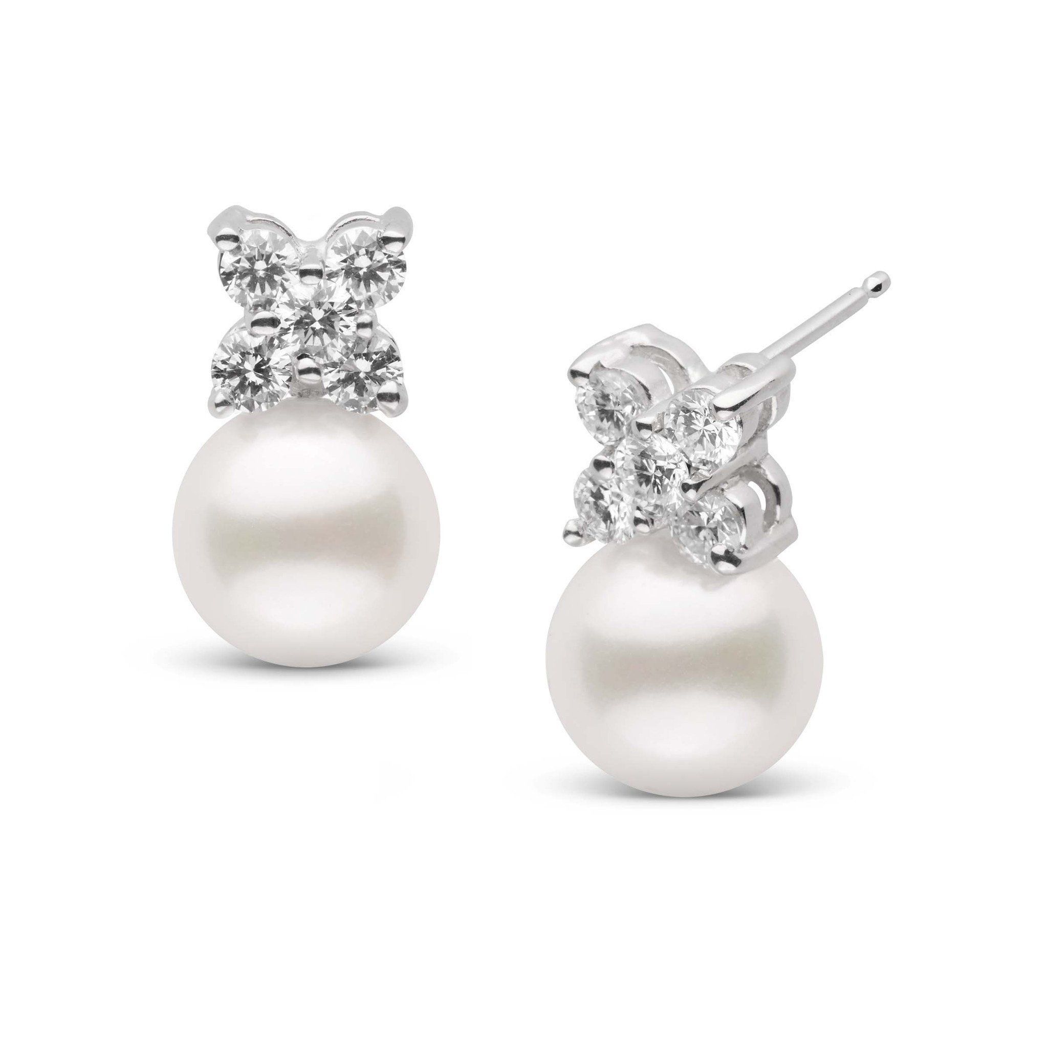 Kiss Collection Freshadama 8.0-9.0 mm Pearl and Diamond Earrings