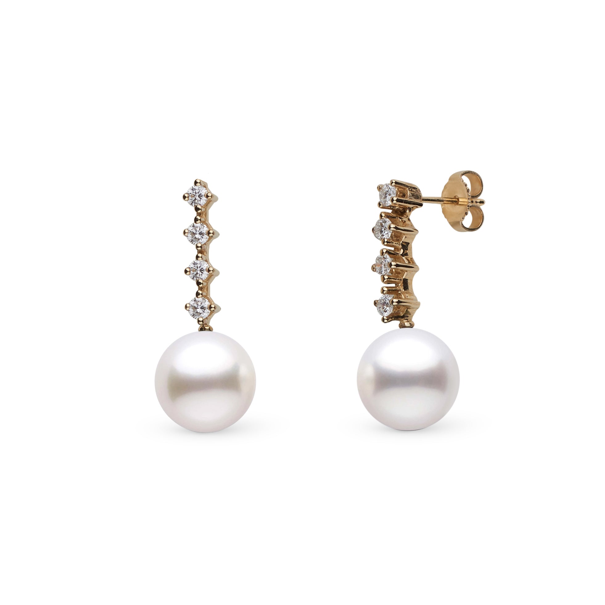 10.0-11.0 mm White South Sea Pearl and Diamond Luminary Earrings yg