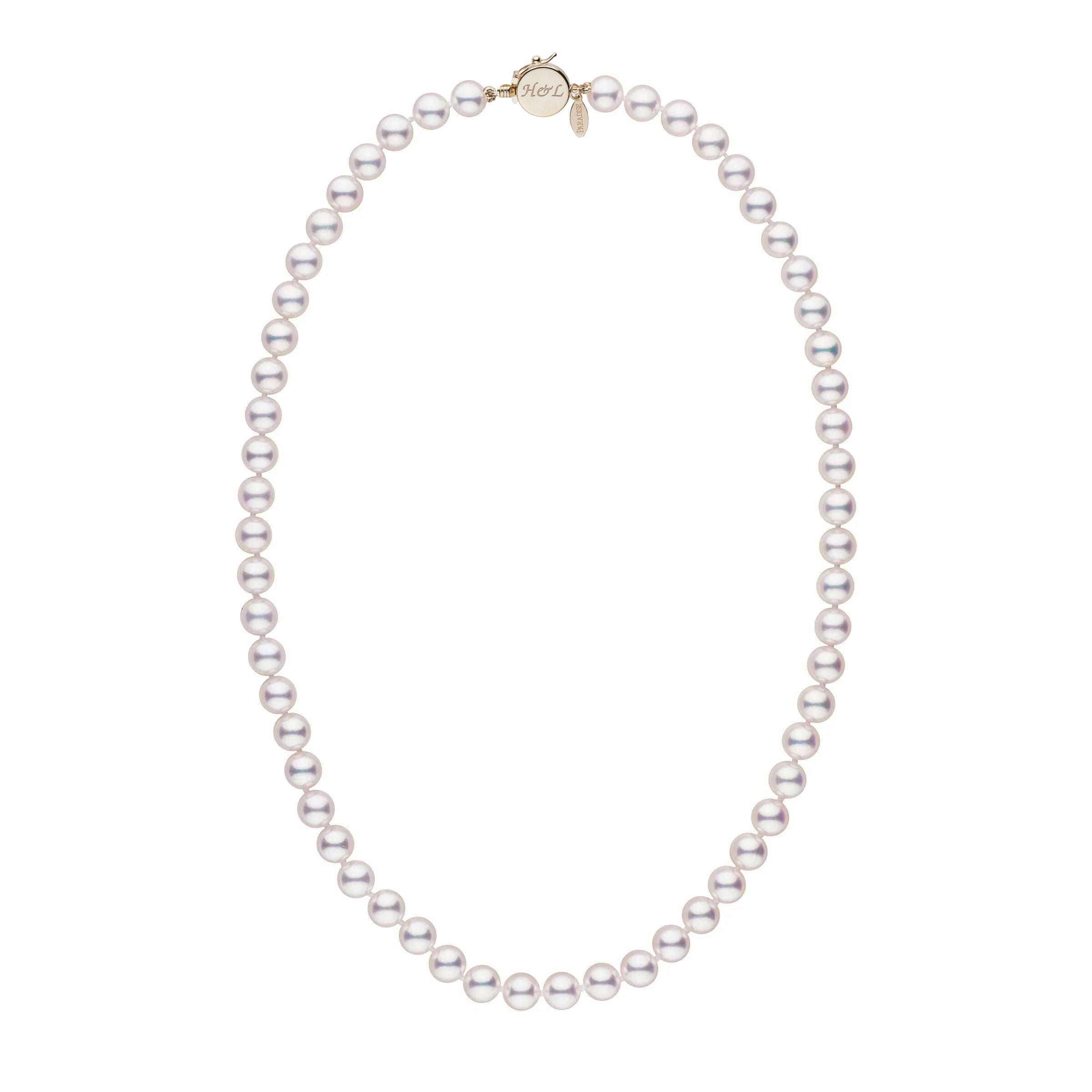 Personalized 18 Inch 7.0-7.5 mm Hanadama Akoya Pearl Circle Clasp Necklace