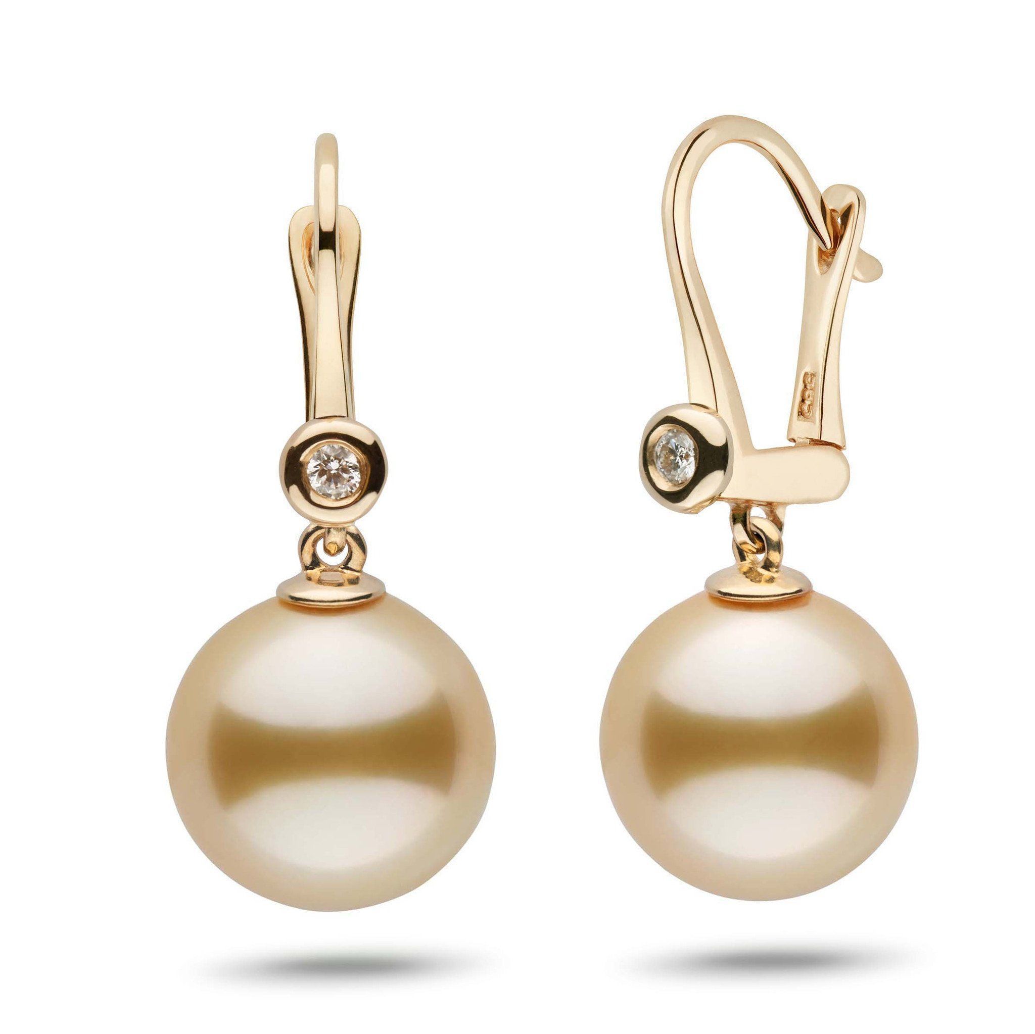 Romantic Collection Golden South Sea 12.0-13.0 mm Pearl & Diamond Dangle Earrings yg