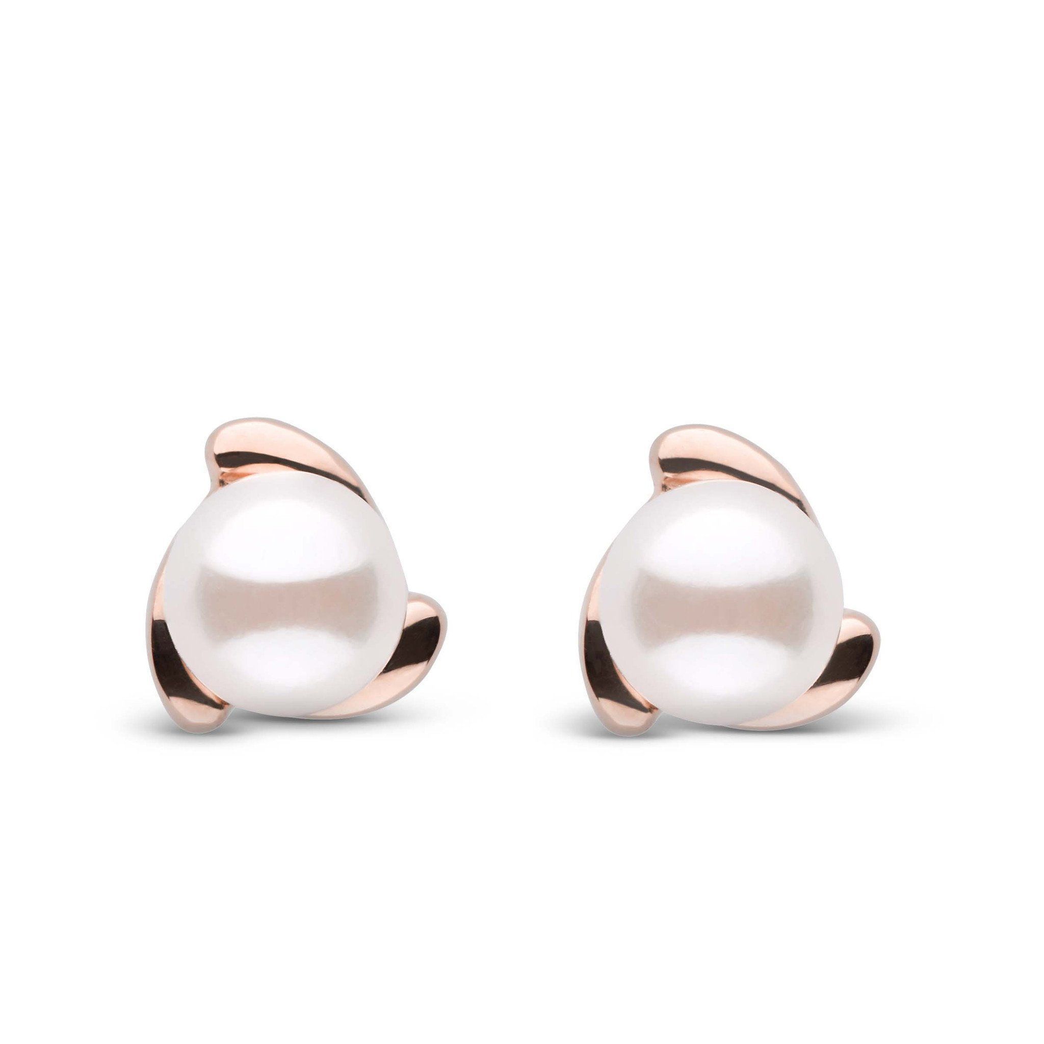 Trillium Collection Akoya Pearl Earrings Rose gold