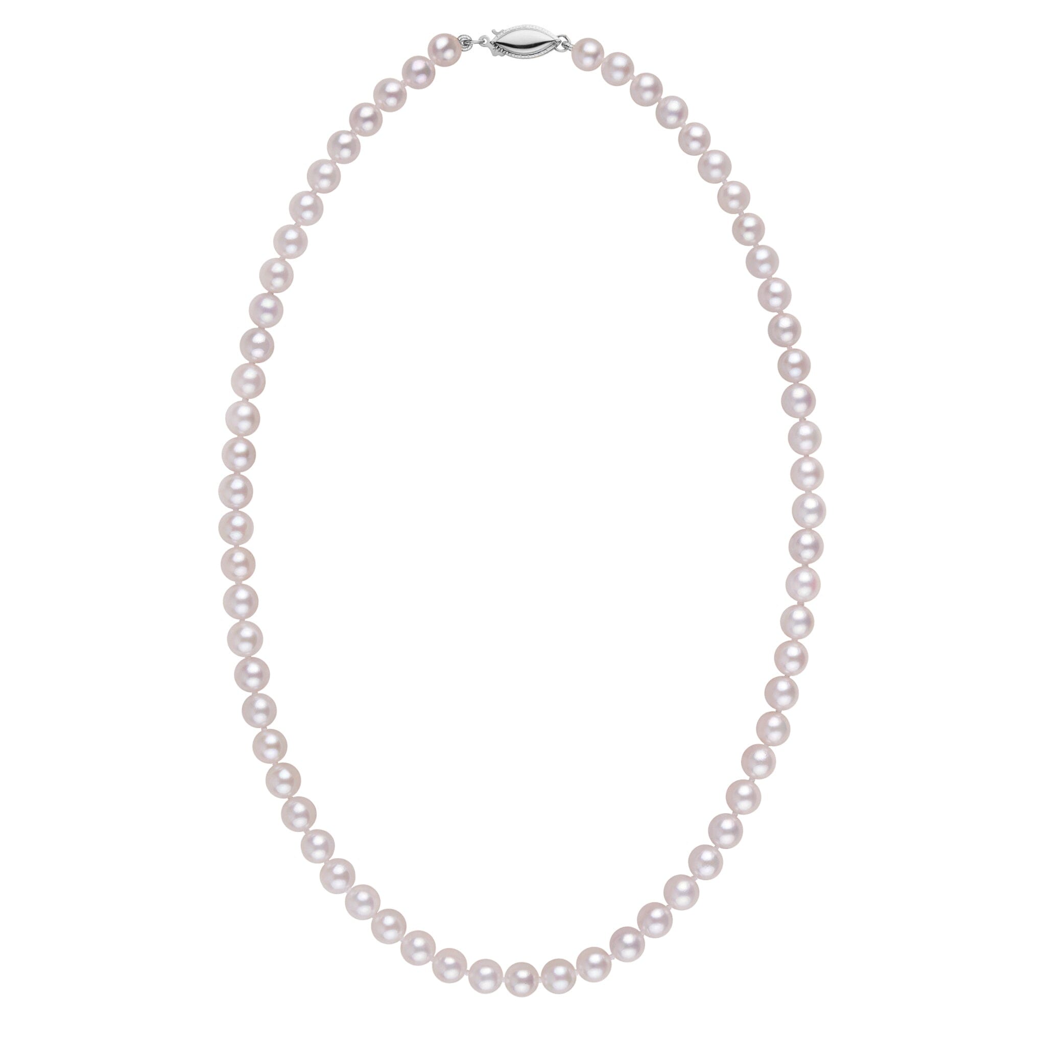 5.5-6.0 mm 16 Inch AA+ White Akoya Pearl Necklace White Gold