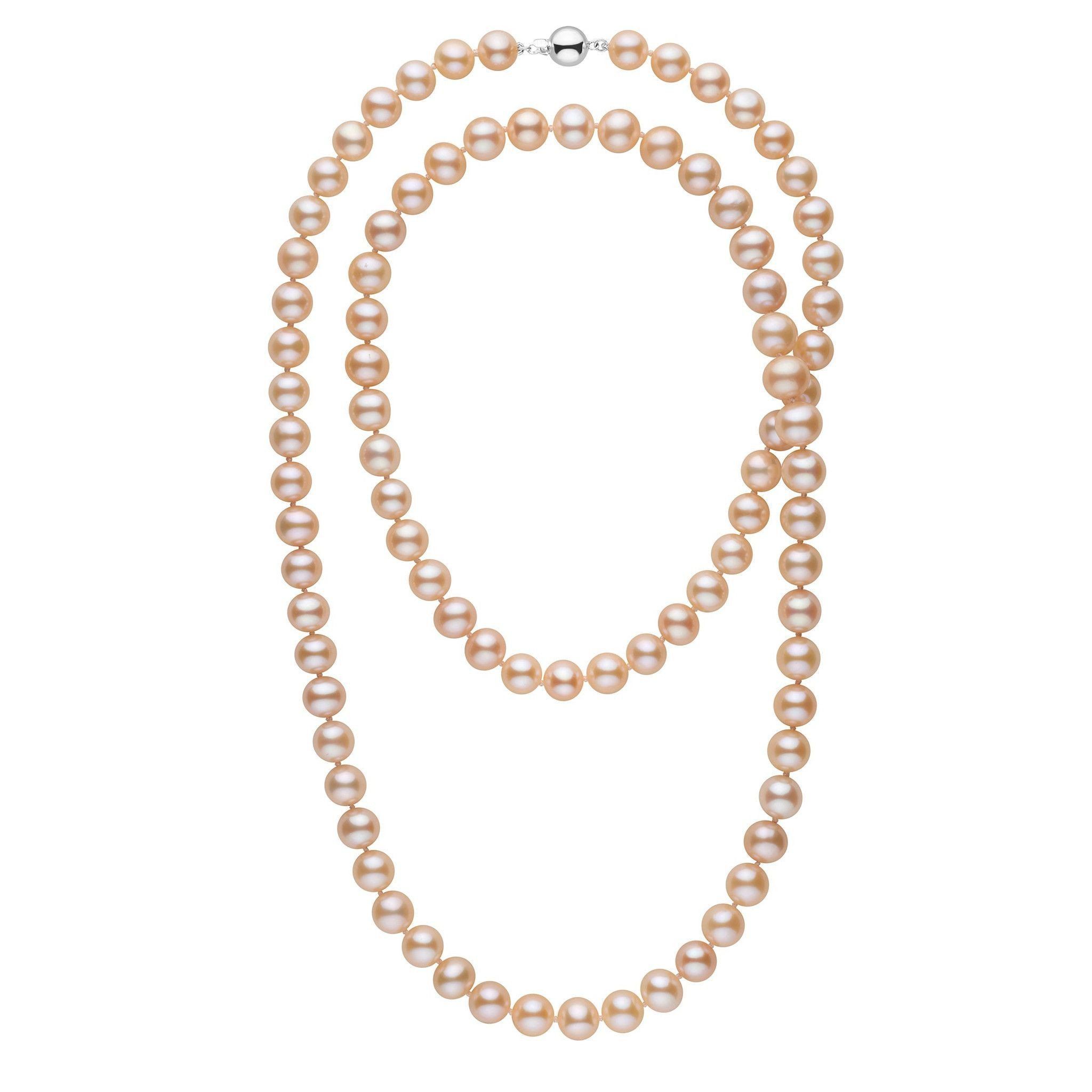 35-inch 8.5-9.0 mm AA+ Pink to Peach Freshwater Pearl Necklace