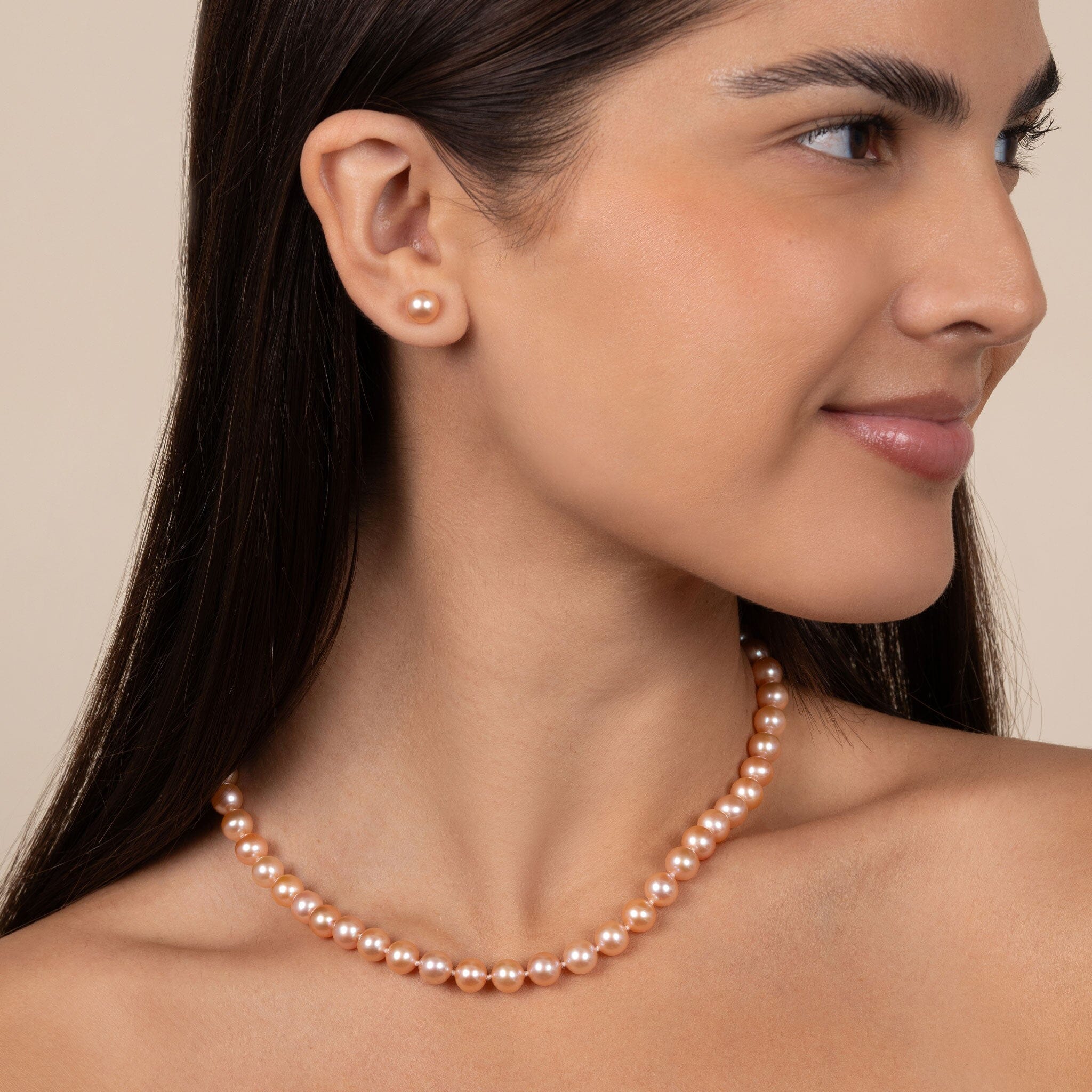7.5-8.0 mm Pink to Peach Freshadama Freshwater Pearl Necklace