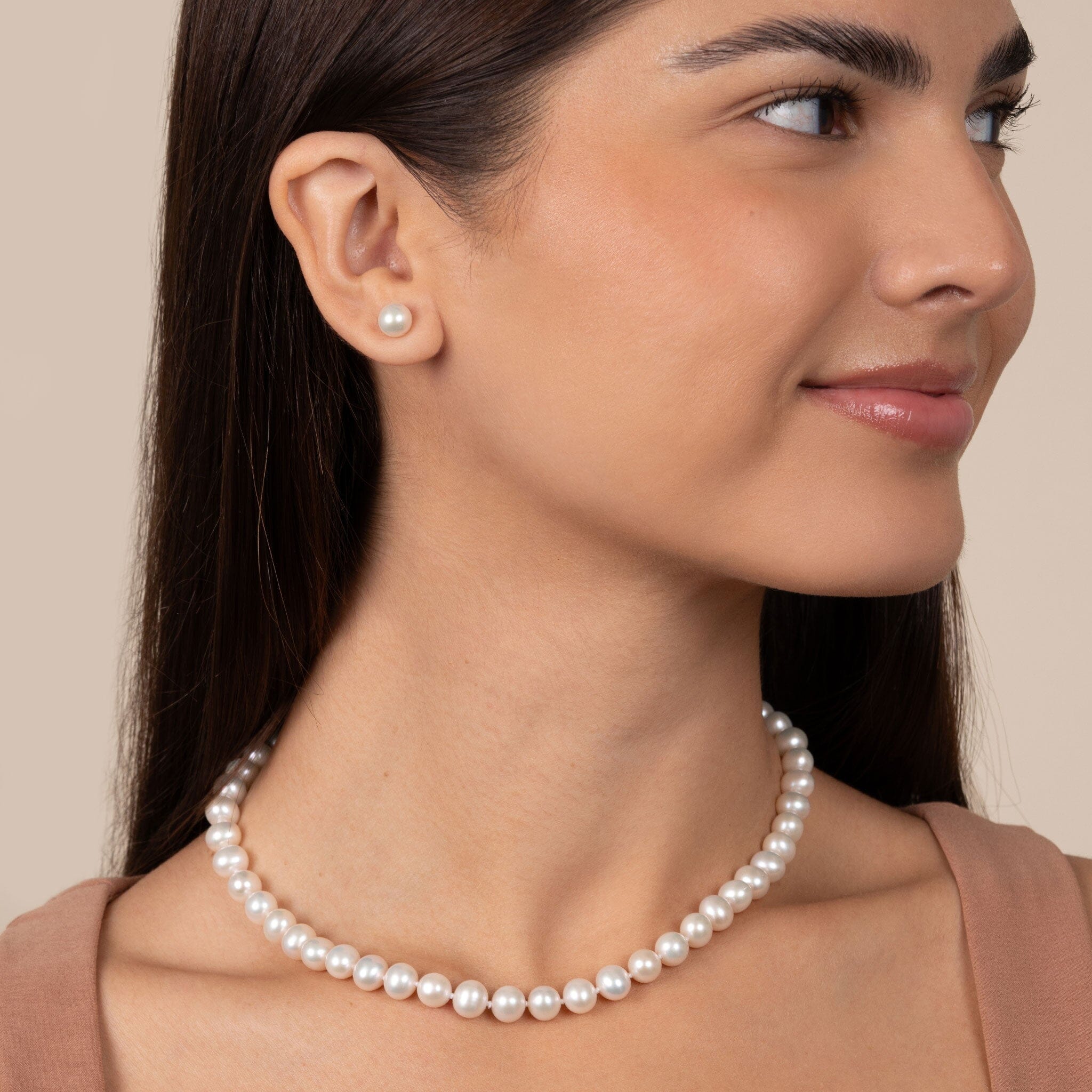 7.5-8.0 mm AA+ White Freshwater Pearl Necklace 16 inch