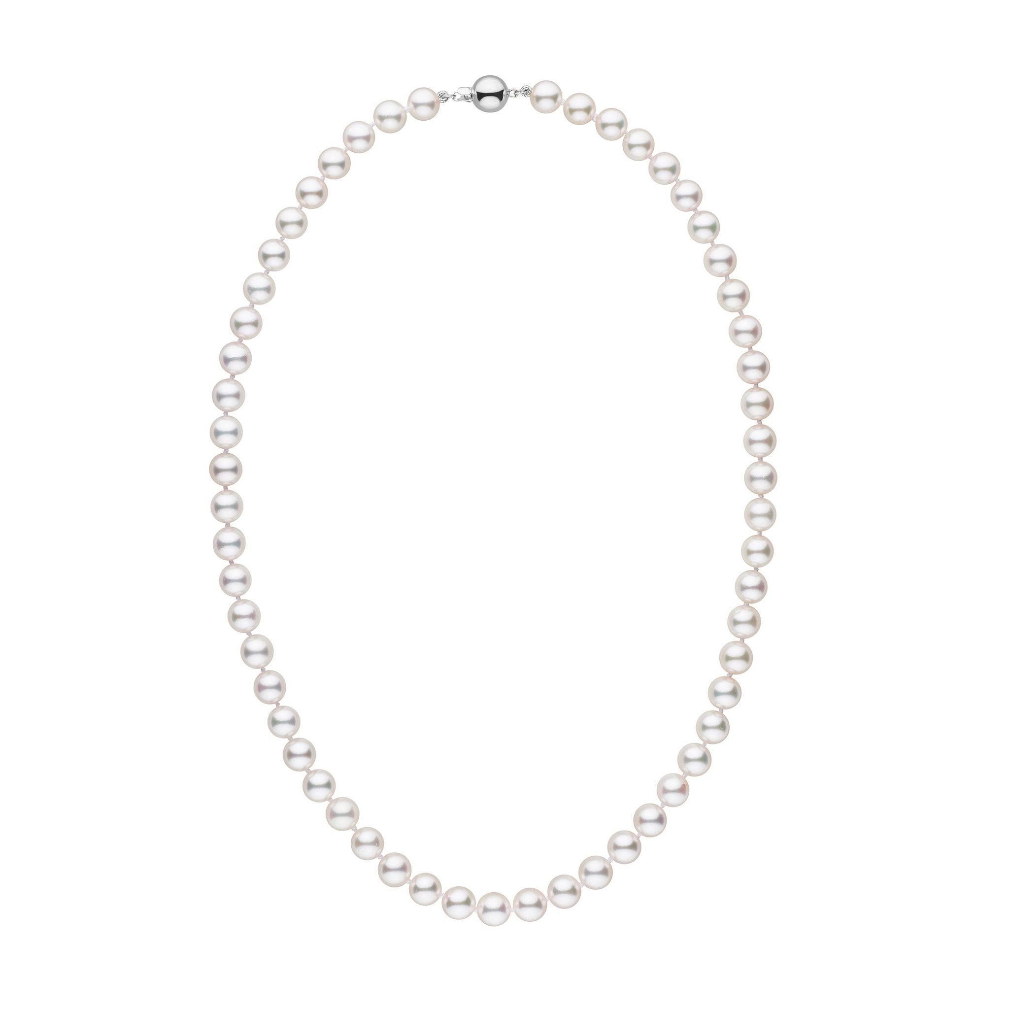 7.0-7.5 mm White Akoya AAA Pearl Necklace White Gold