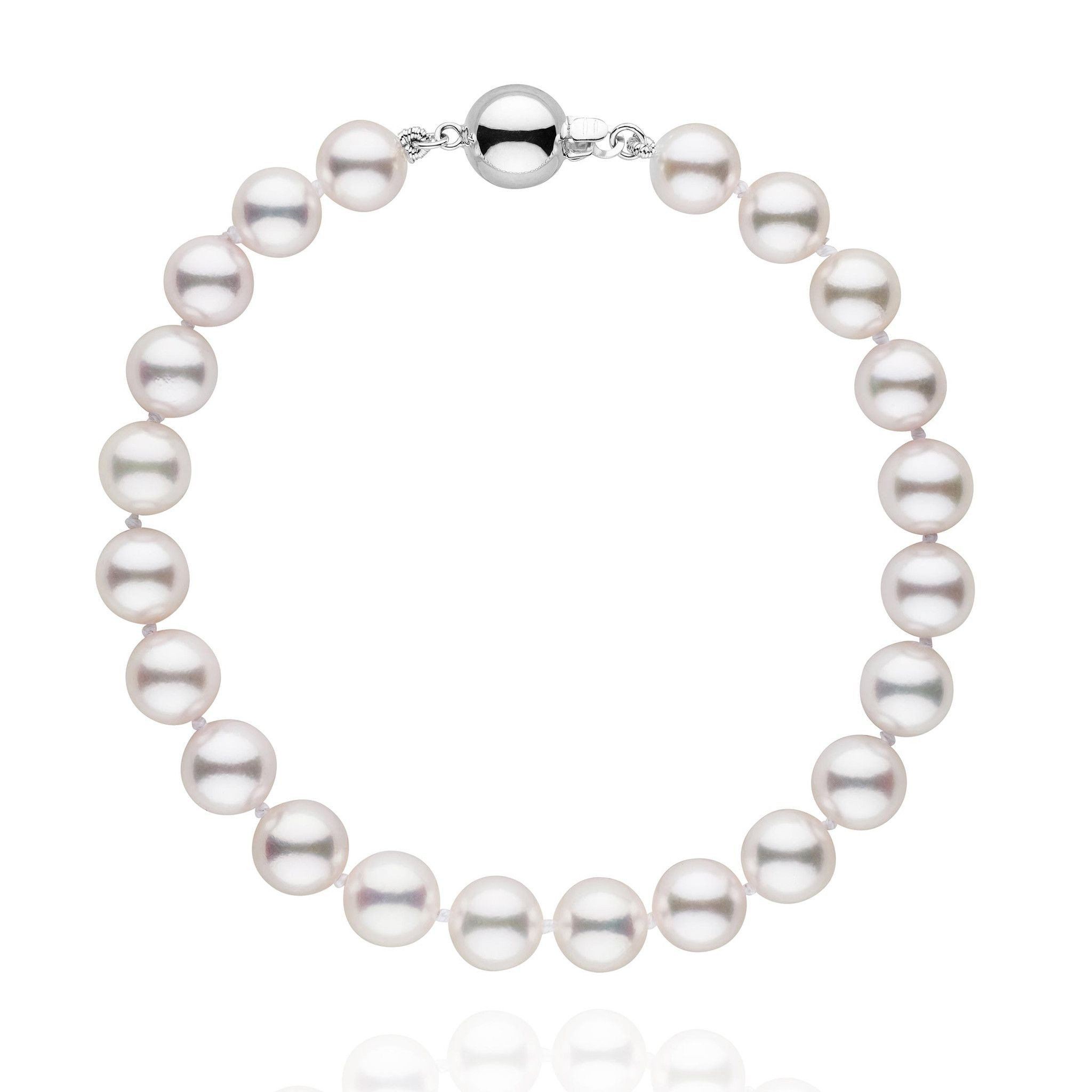 7.0-7.5 mm White Akoya AAA Pearl Bracelet white gold