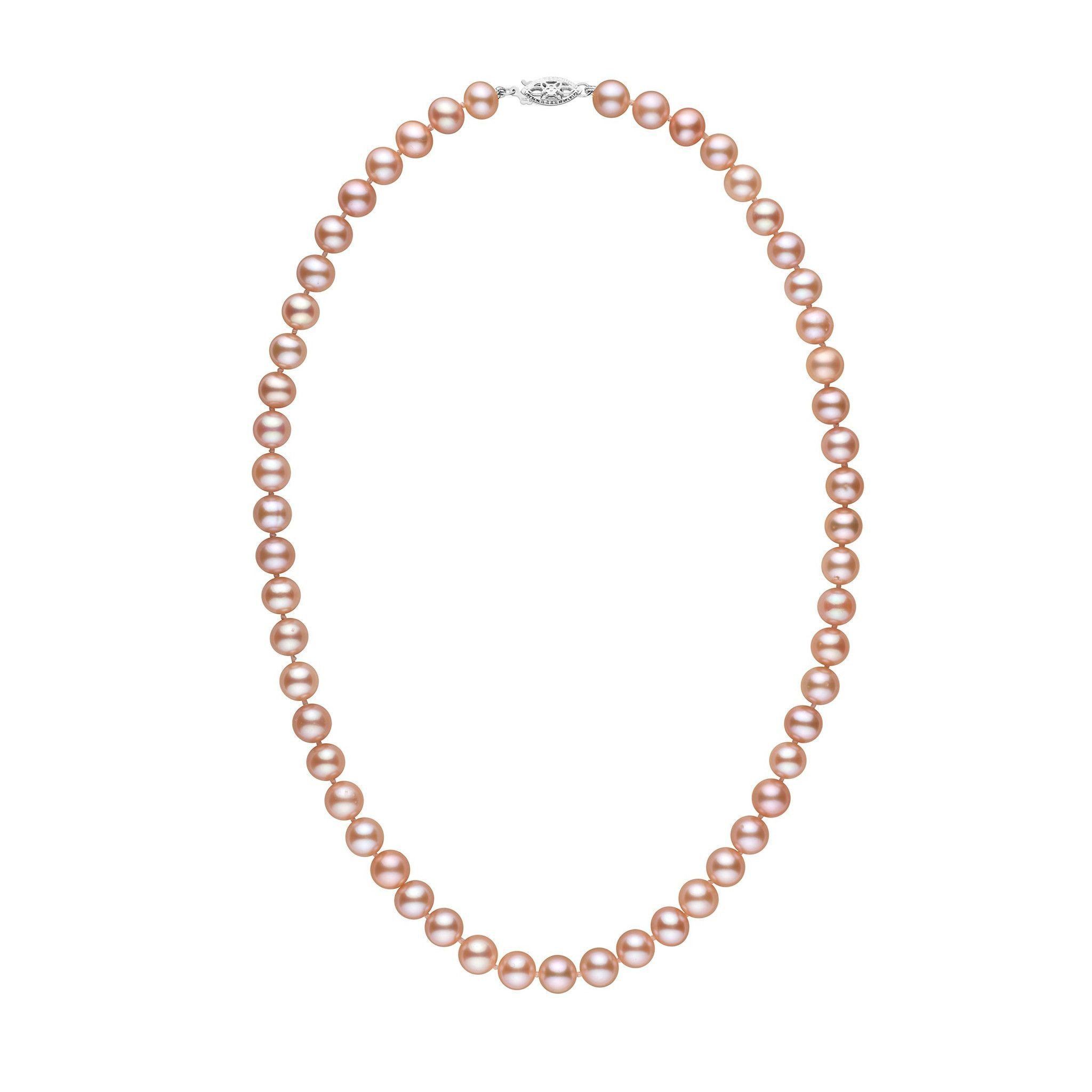 7.5-8.0 mm AA+ Pink to Peach Freshwater Pearl Necklace