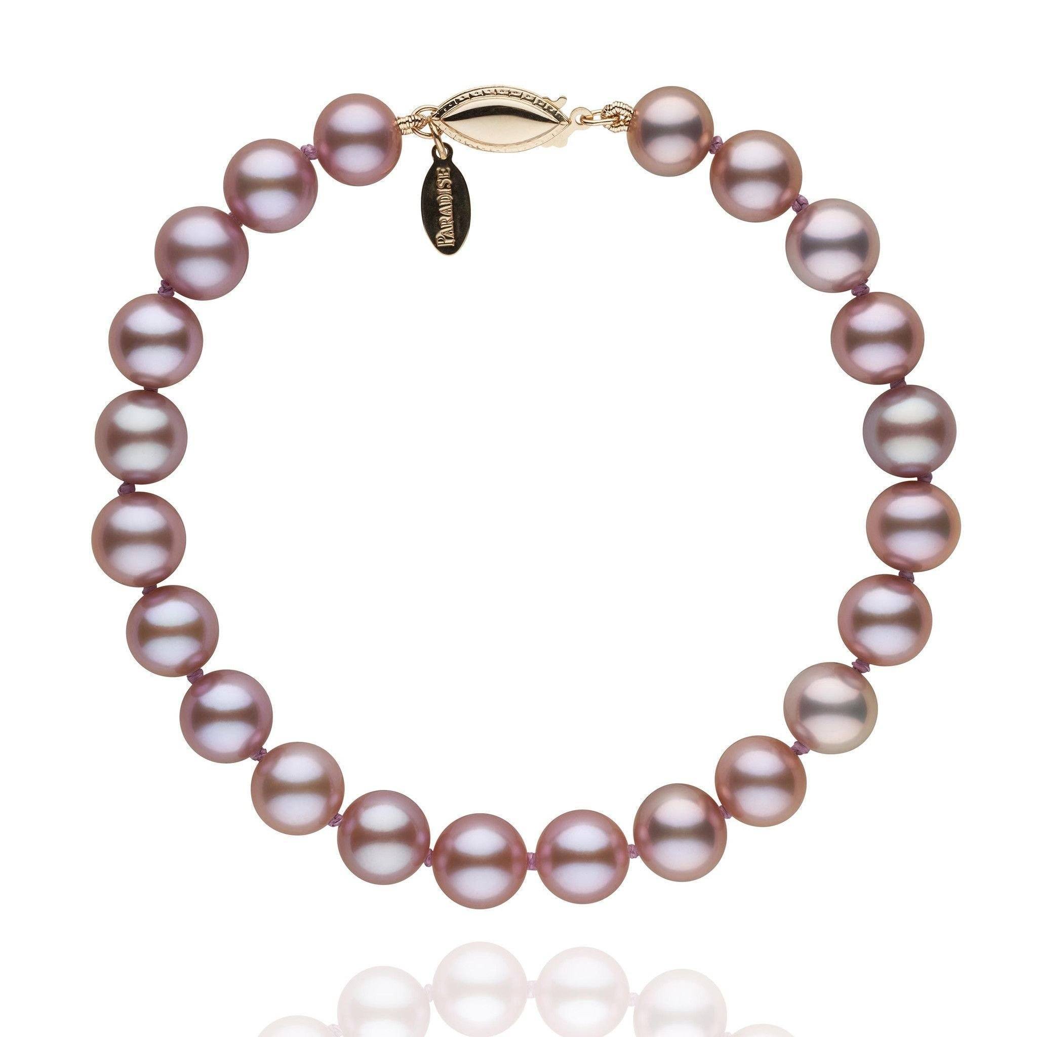 7.5-8.0 mm Lavender Freshadama Pearl Bracelet Yellow Gold