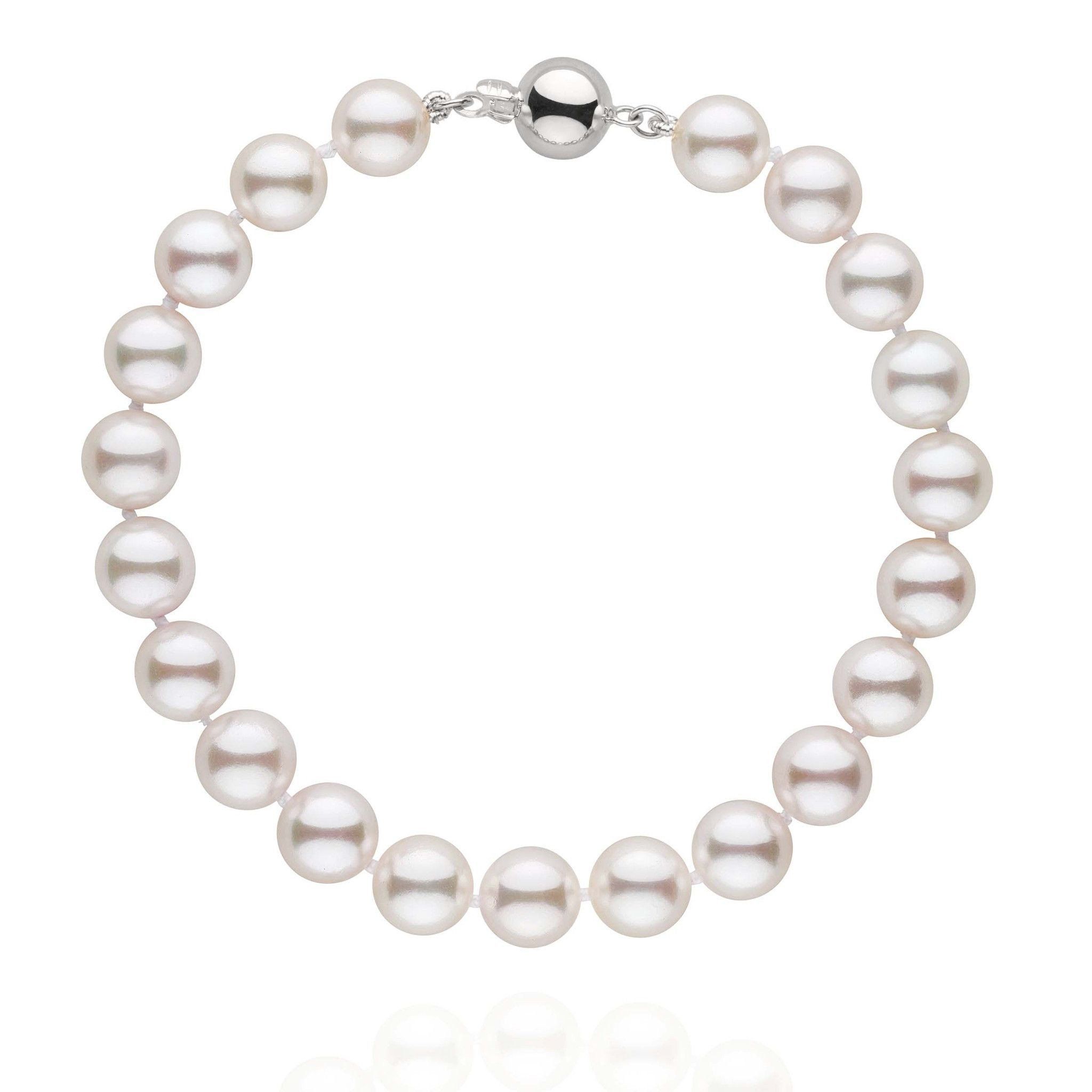 7.5-8.0 mm White Akoya AAA Pearl Bracelet white gold