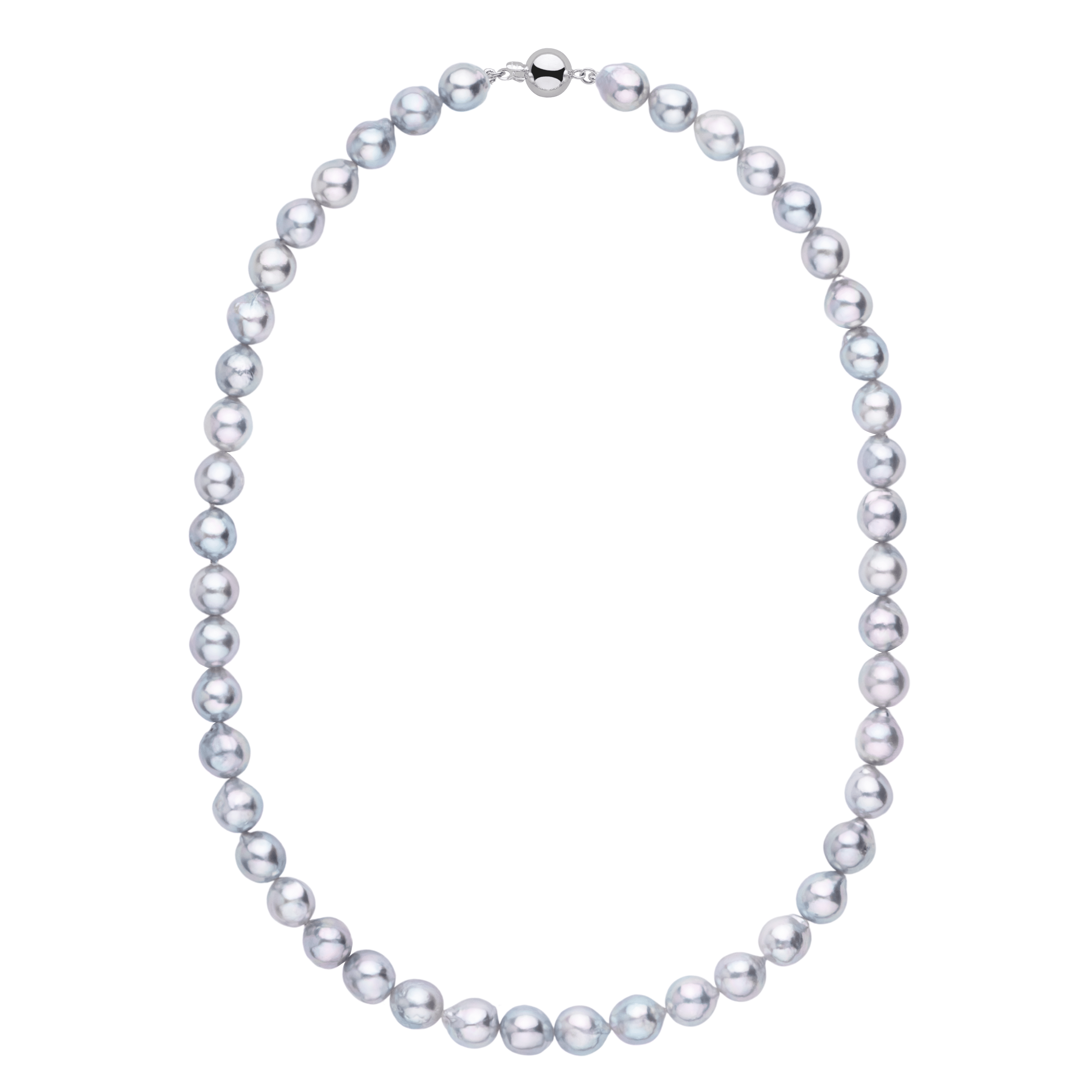 8.0-8.5 mm Silver-Blue Akoya Baroque Pearl Necklace