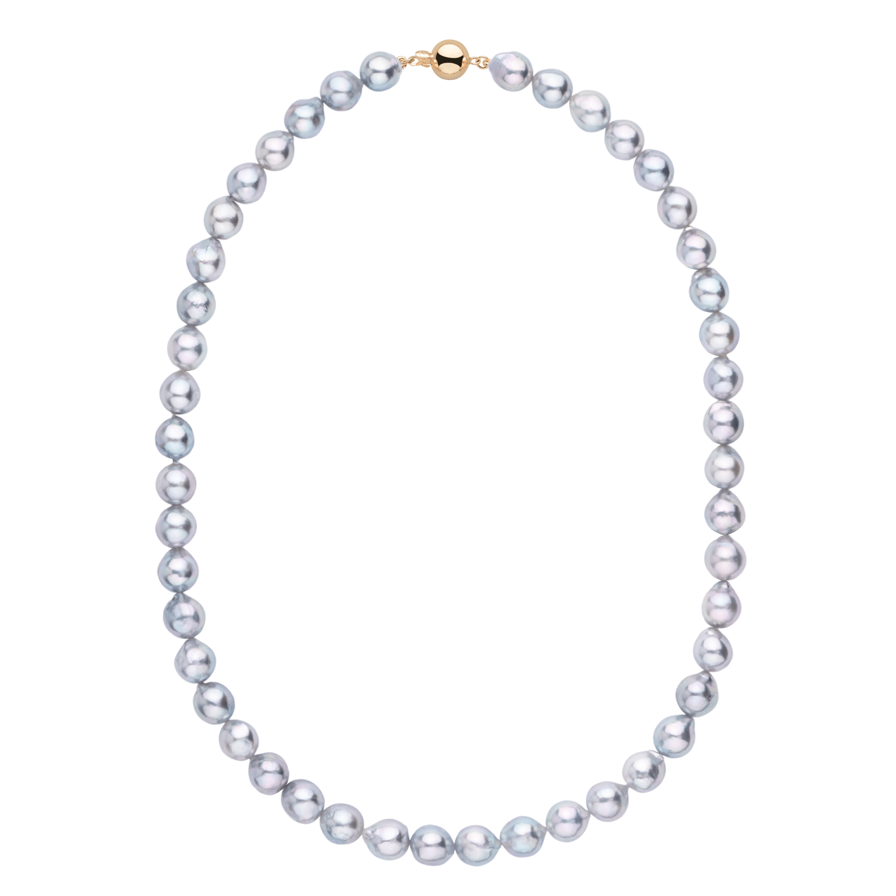 8.0-8.5 mm Silver-Blue Akoya Baroque Pearl Necklace
