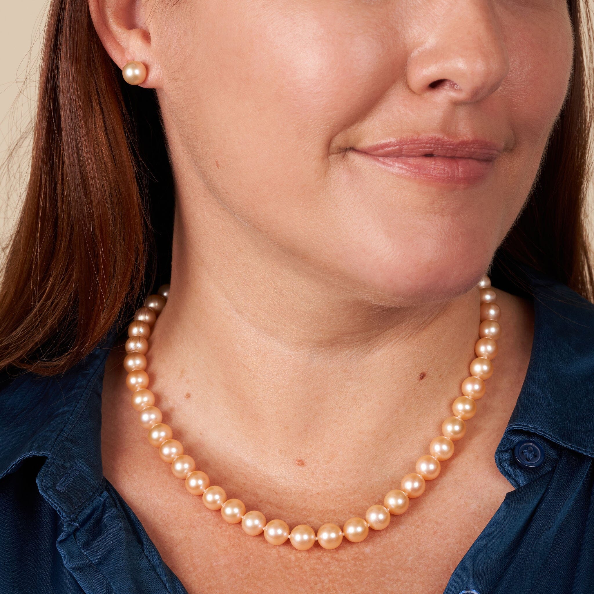 8.5-9.0 mm AAA Pink to Peach Freshwater Pearl Necklace 18 inch