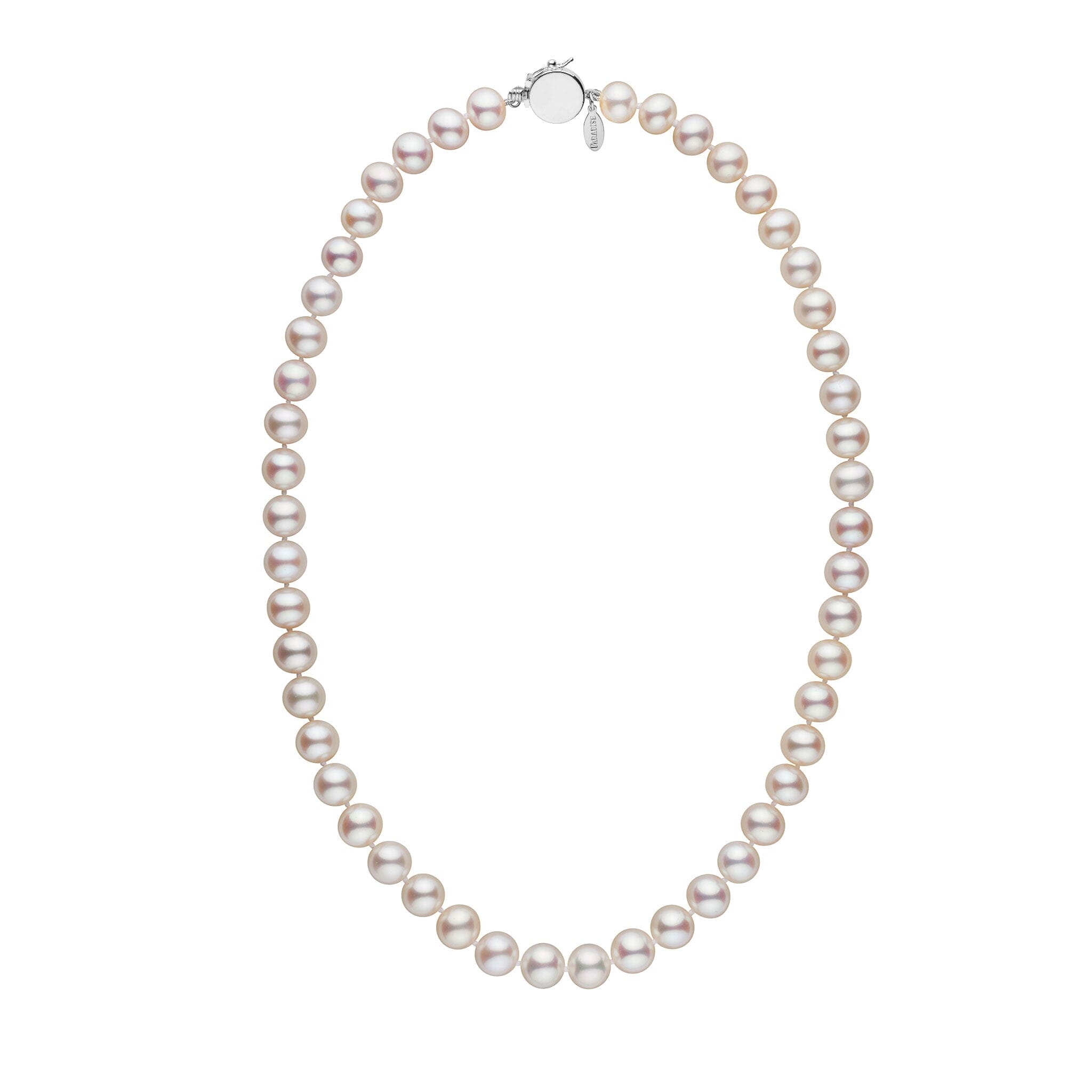 Personalized 8.5-9.0 mm White Freshadama Freshwater Pearl Circle Clasp Necklace