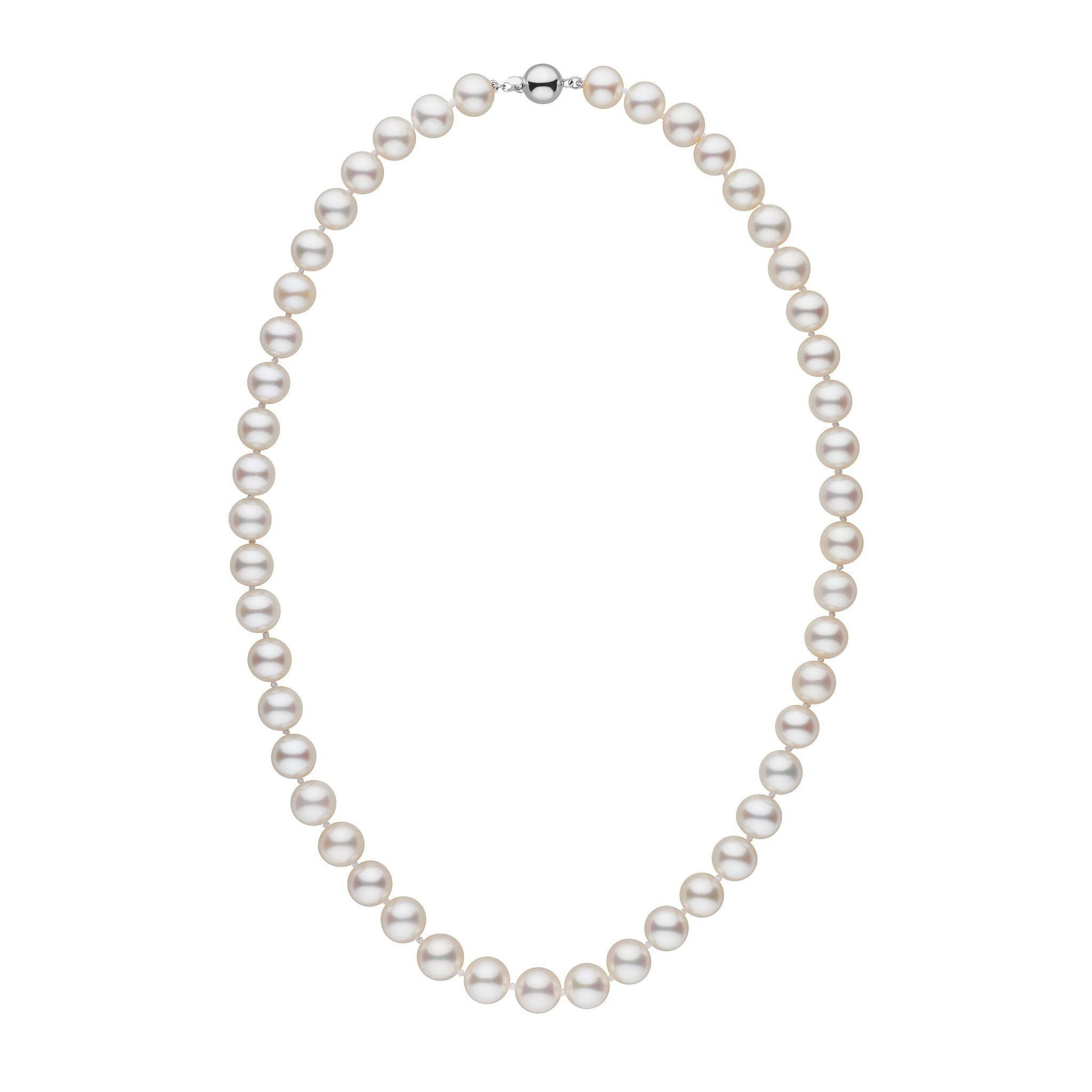 8.5-9.0 mm AAA White Freshwater Pearl Necklace white gold