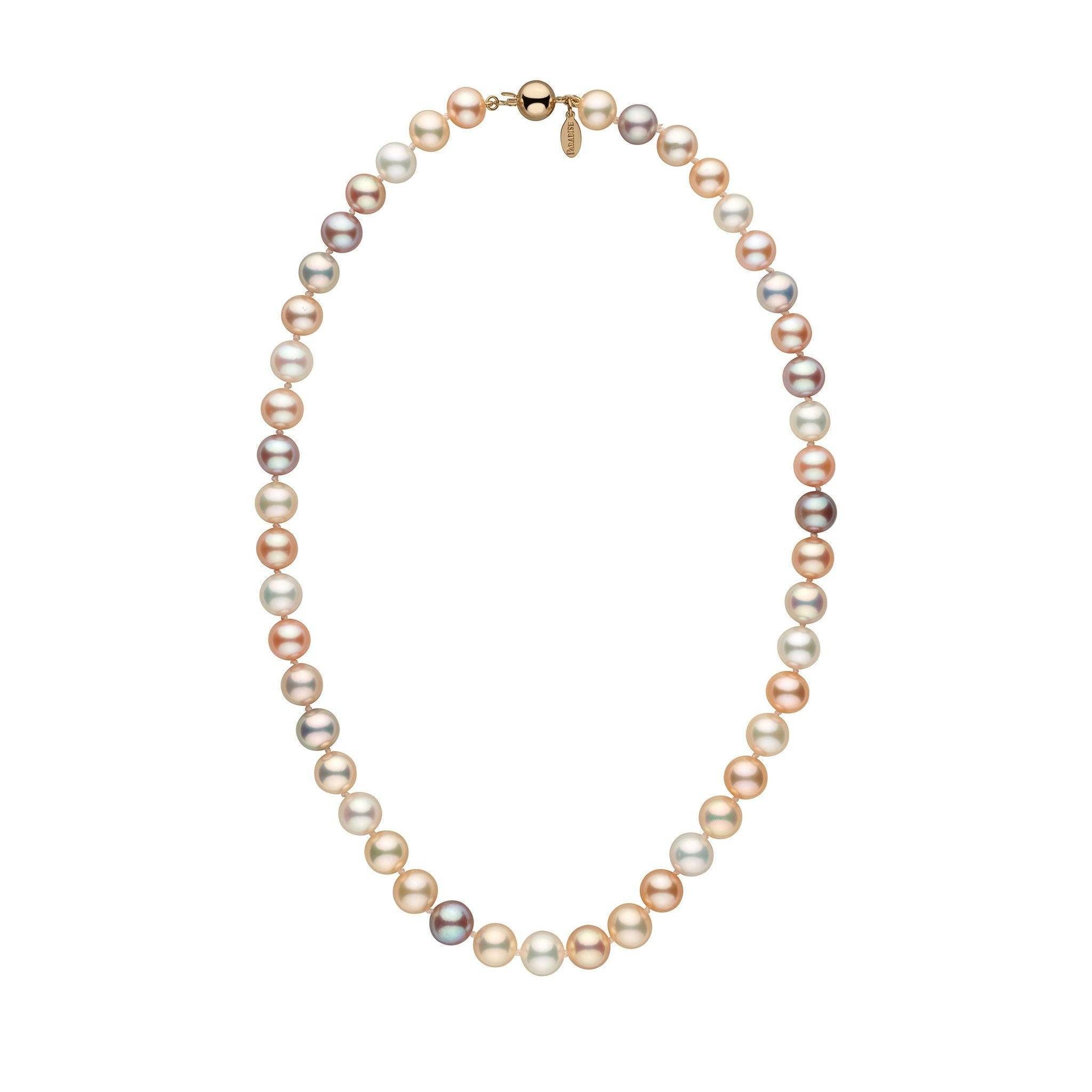 8.5-9.0 mm Multicolor Freshadama Freshwater Pearl Necklace Yellow Gold