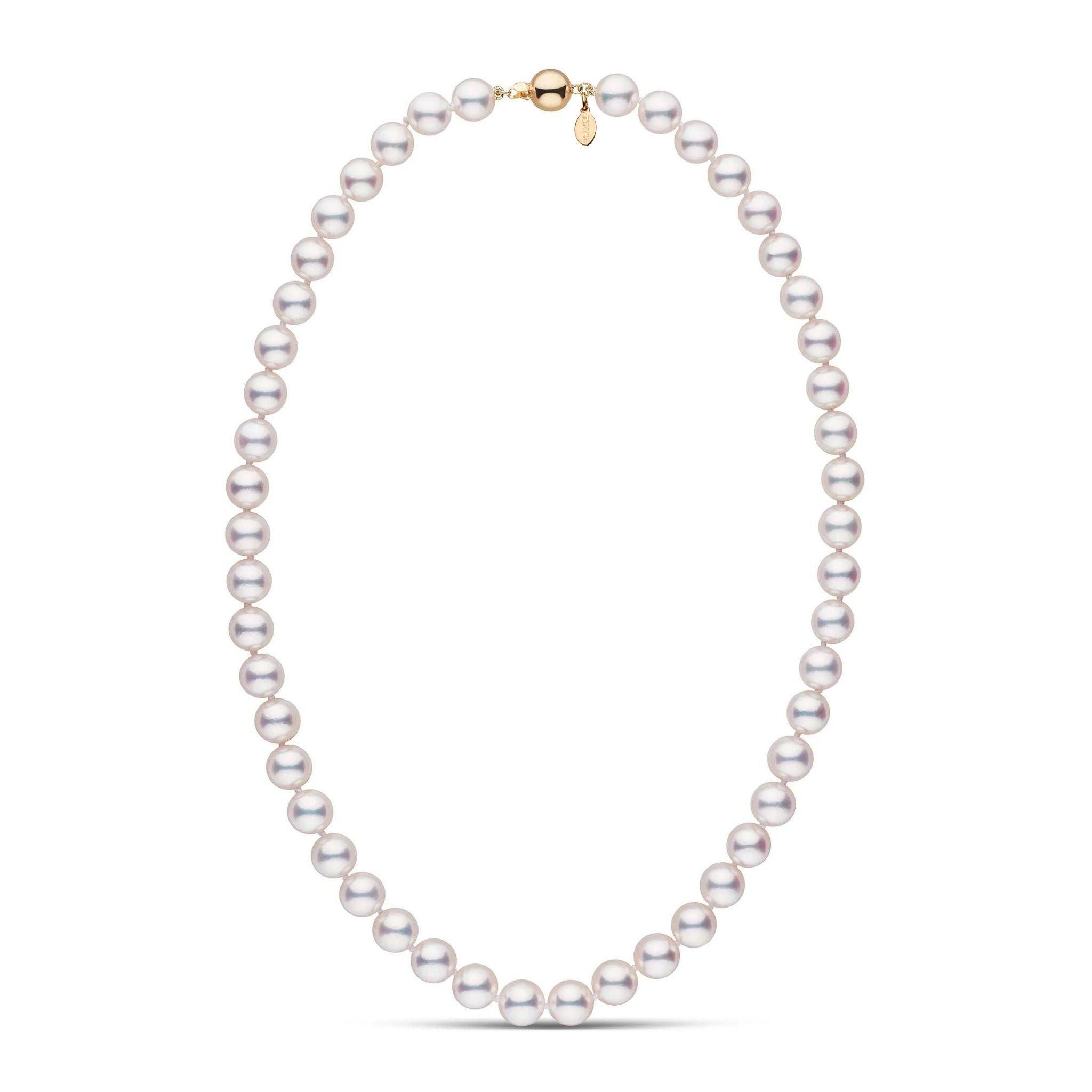 9.5-10.0 mm White Hanadama Akoya Pearl Necklace