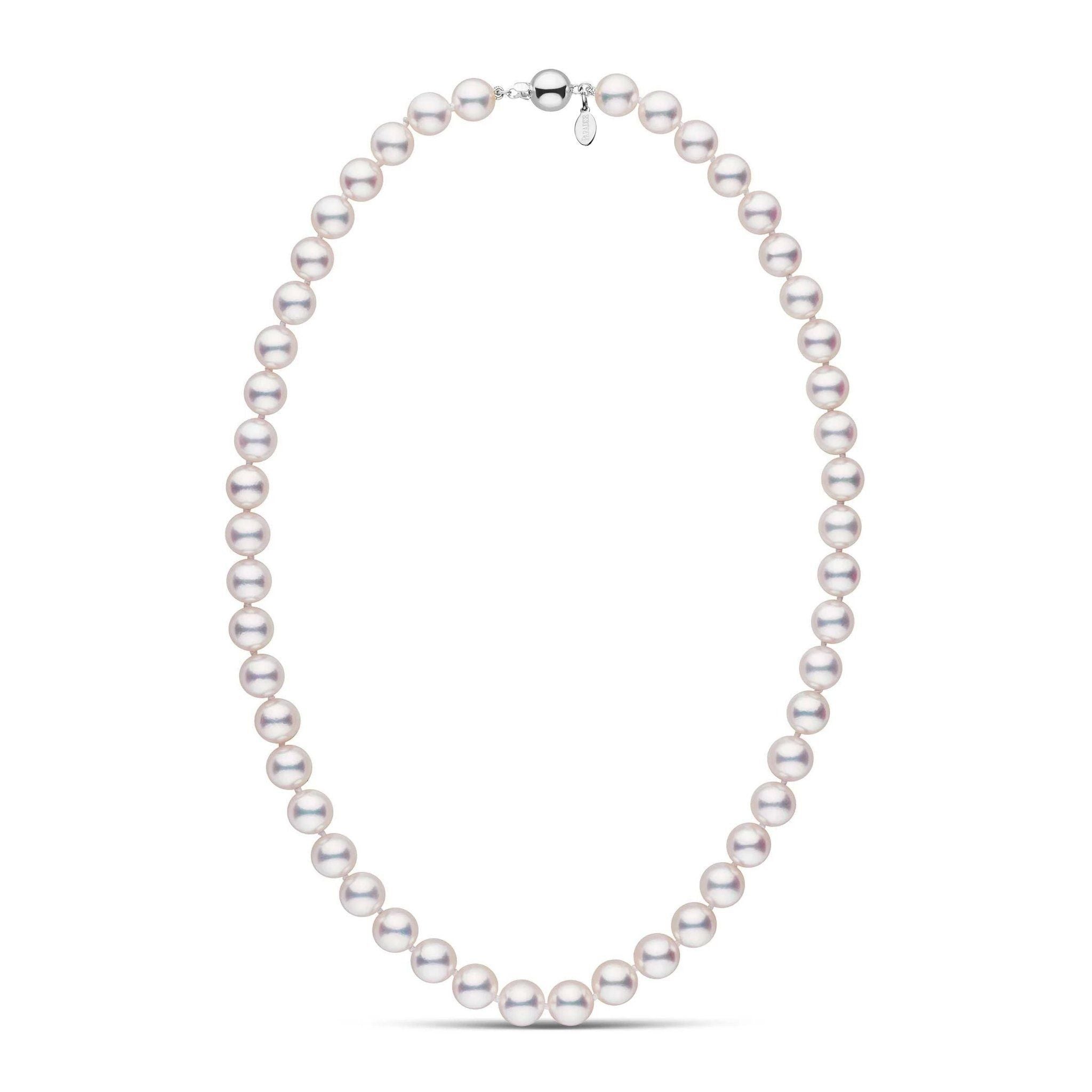 9.5-10.0 mm White Hanadama Akoya Pearl Necklace