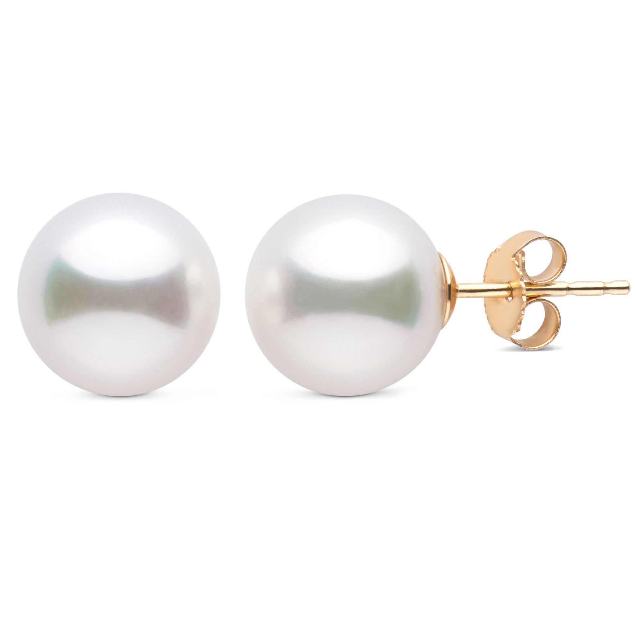 9.0-10.0 mm AAA White South Sea Pearl Stud Earrings yg