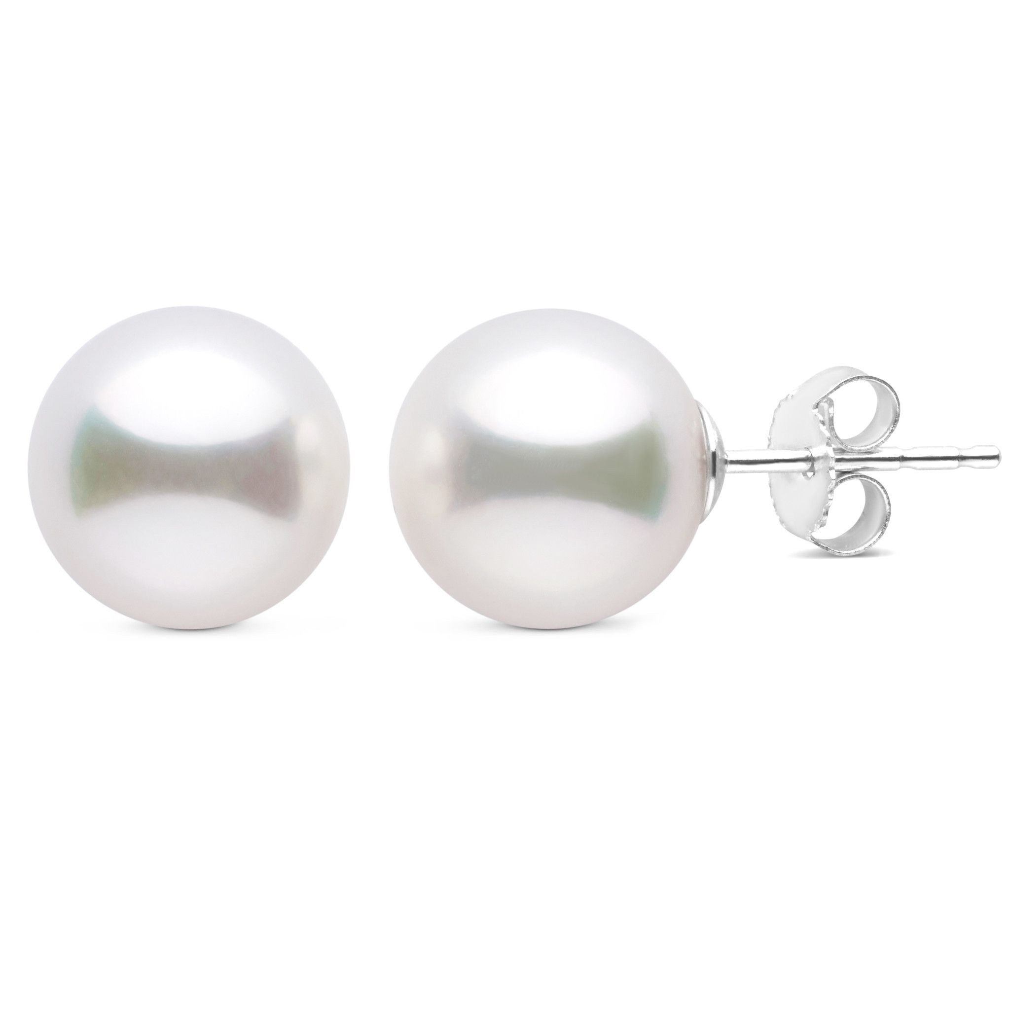 9.0-10.0 mm AAA White South Sea Pearl Stud Earrings wg
