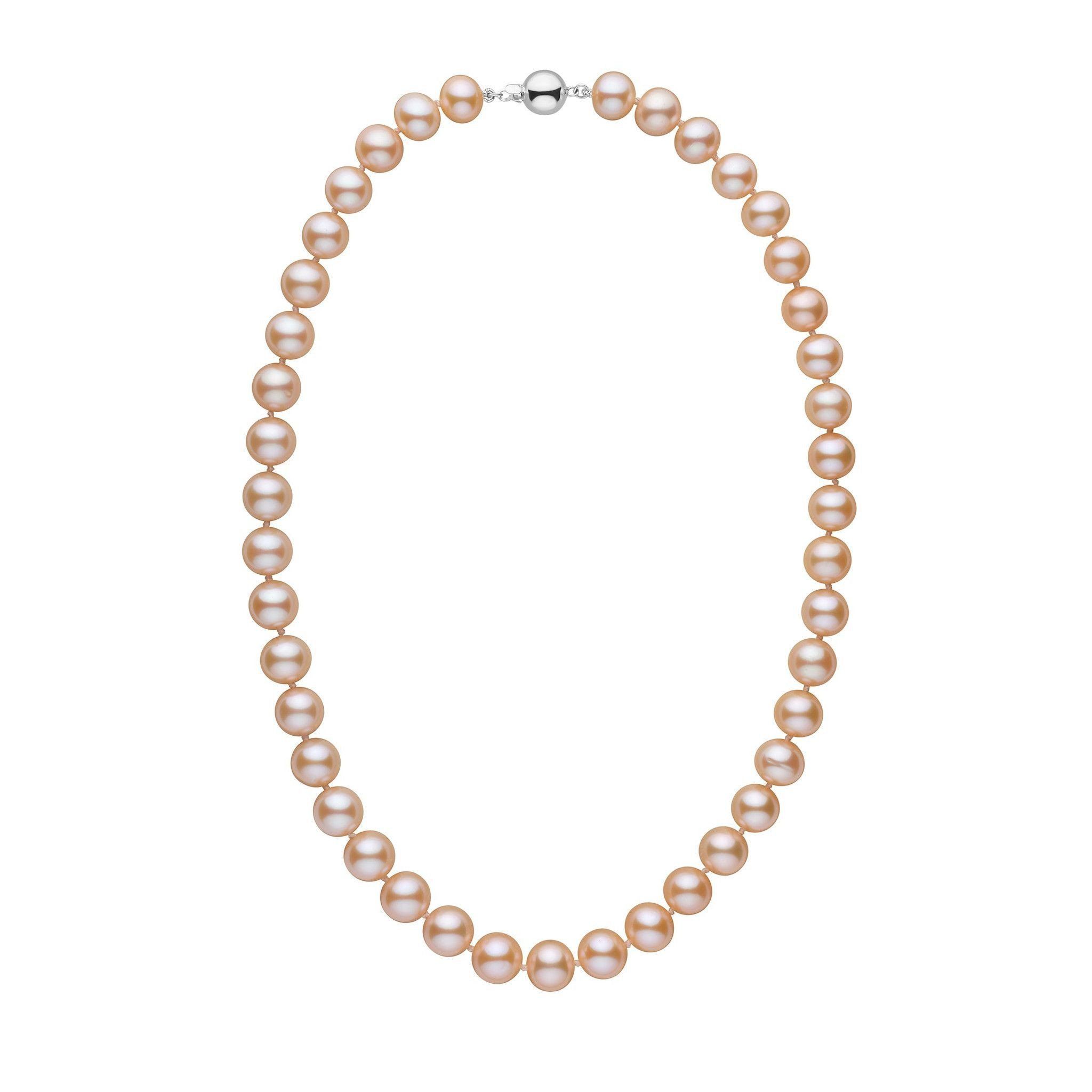 9.5-10.5 mm AA+ Pink to Peach Freshwater Pearl Necklace wg