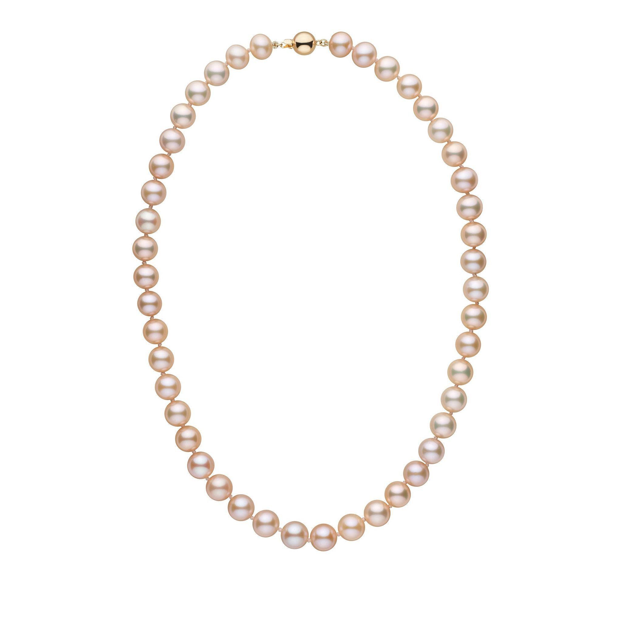 9.5-10.5 mm 18 inch AAA Pink to Peach Freshwater Pearl Necklace yg