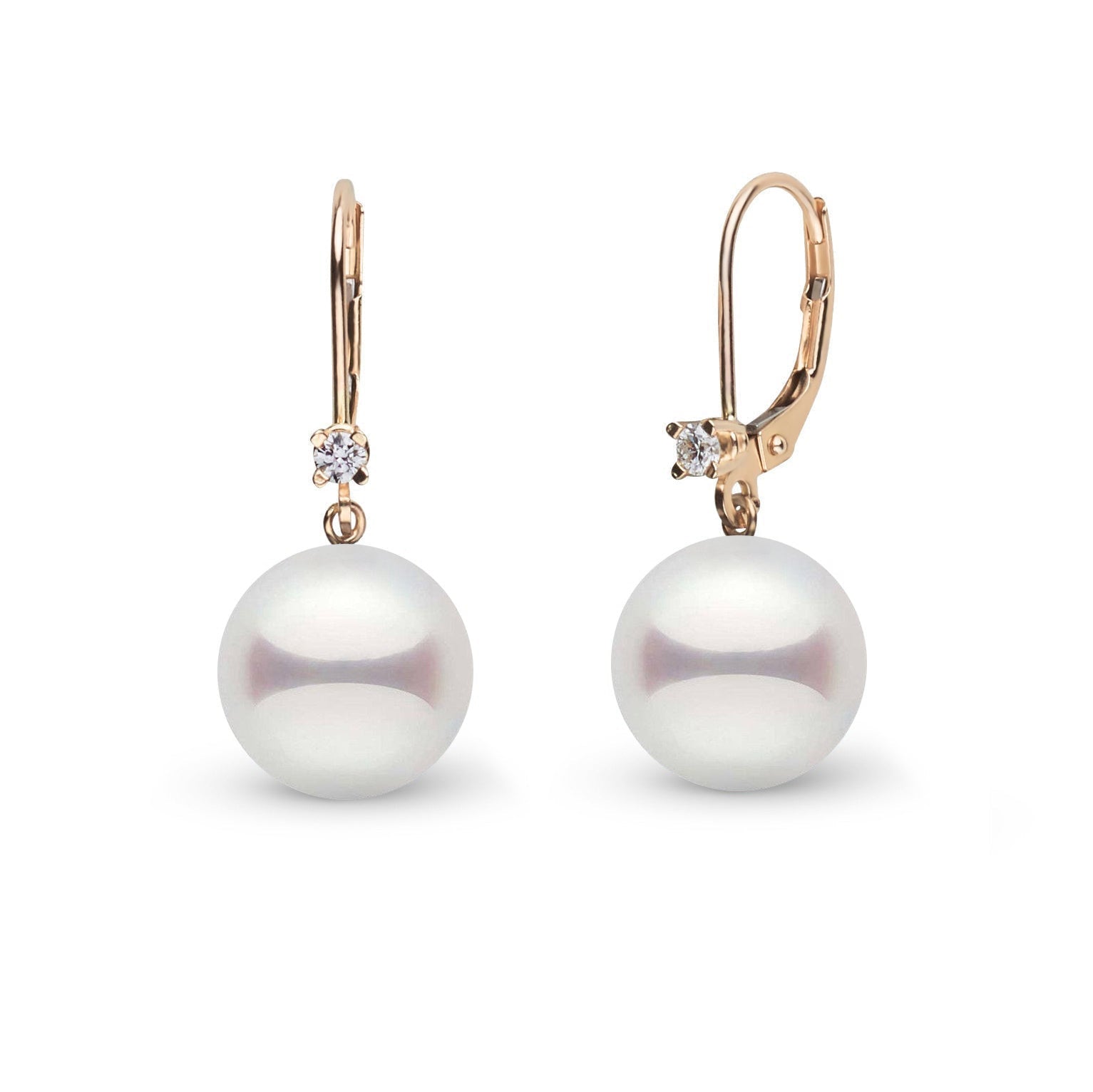 8.0-8.5 mm Akoya Pearl and Diamond Harmony Collection Earrings yellow gold VS1-G diamonds