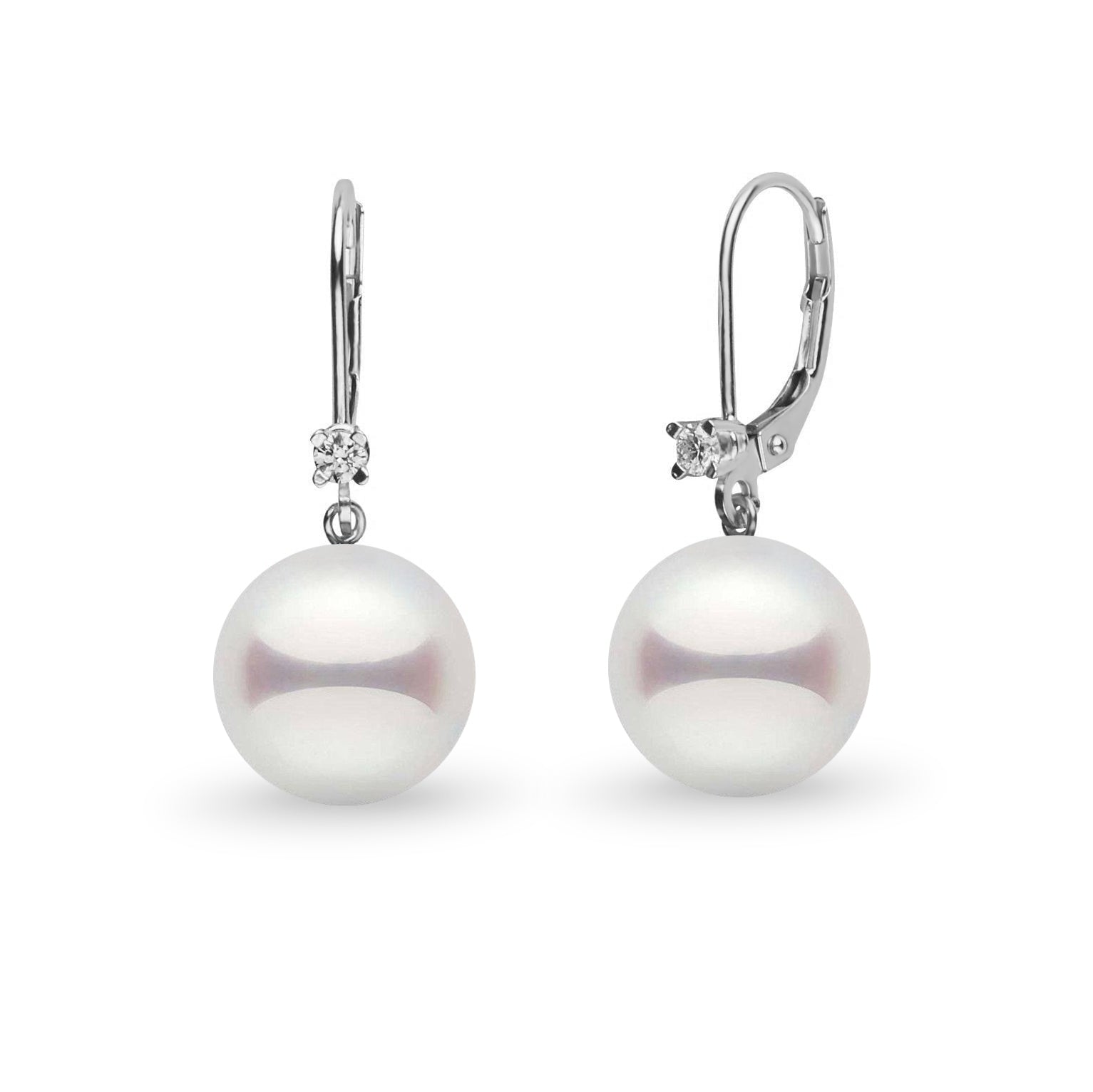 8.5-9.0 mm Akoya Pearl and VS1-G Diamond Harmony Collection Earrings 14 karat white gold