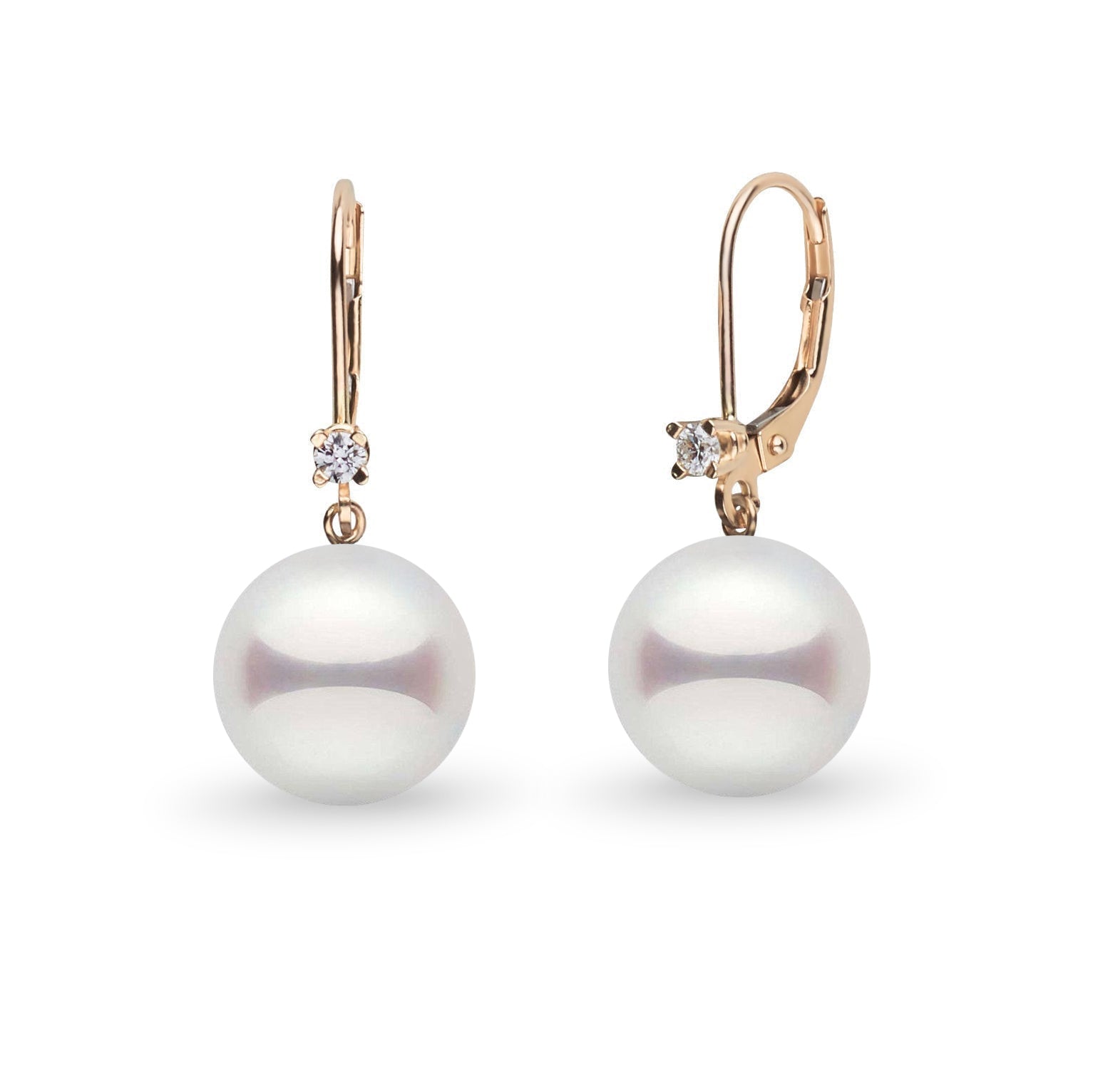 8.5-9.0 mm Akoya Pearl and VS1-G Diamond Harmony Collection Earrings 14 karat yellow gold