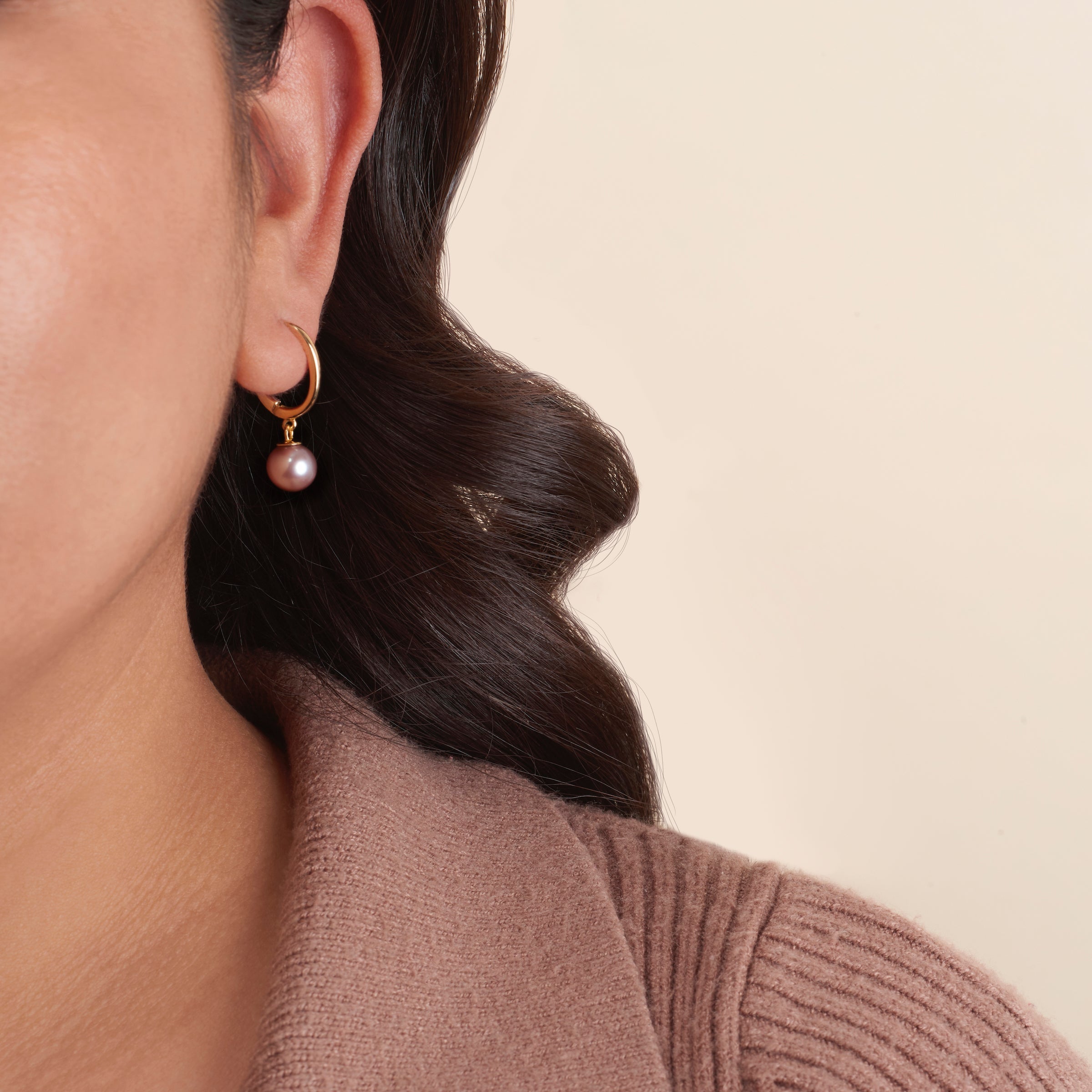 Solid Eternal Collection 7.5-8.0 mm Lavender Freshadama Pearl Earrings