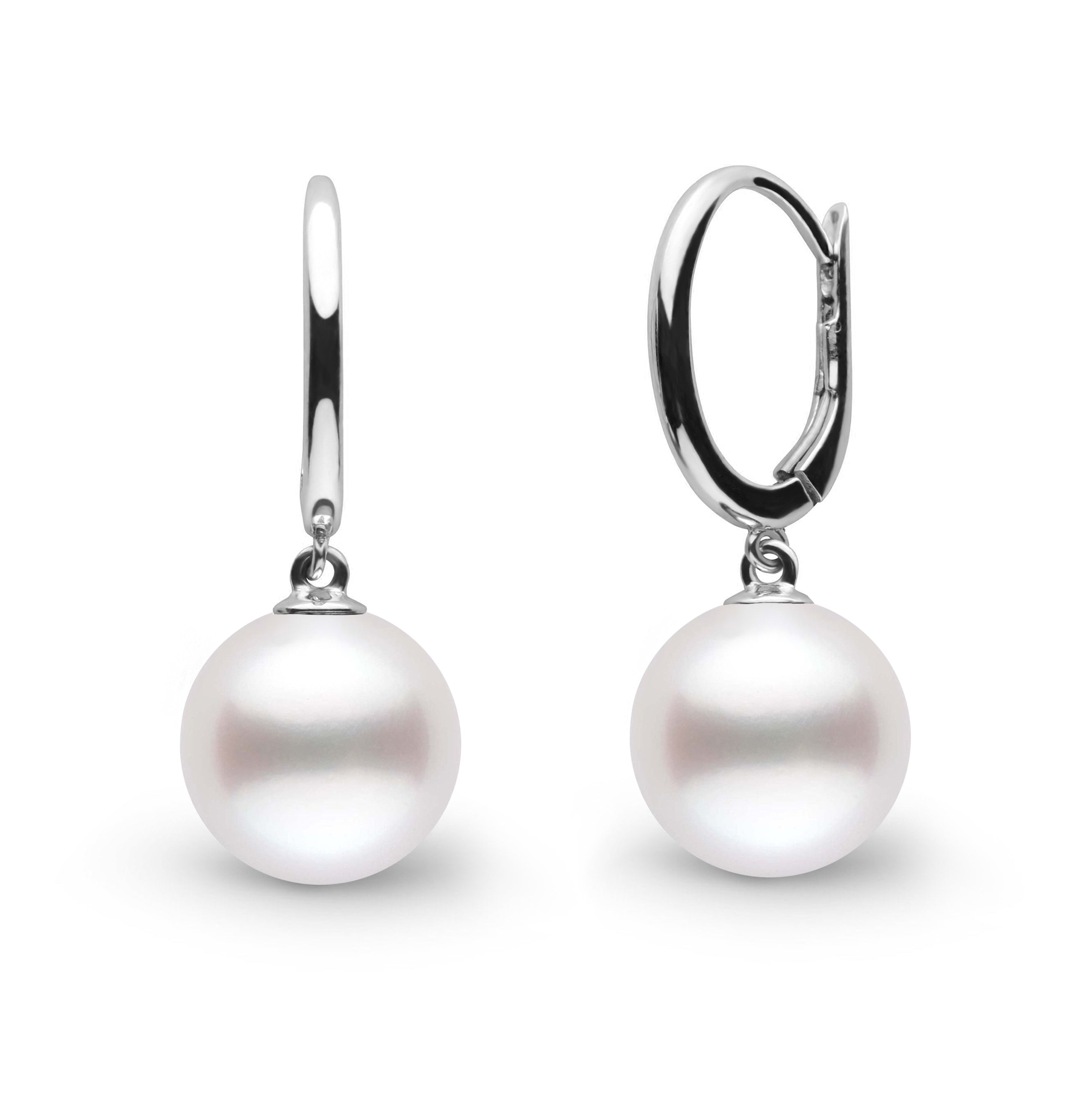 Solid Eternal Collection 10.0-11.0 mm White South Sea Pearl Earrings wg
