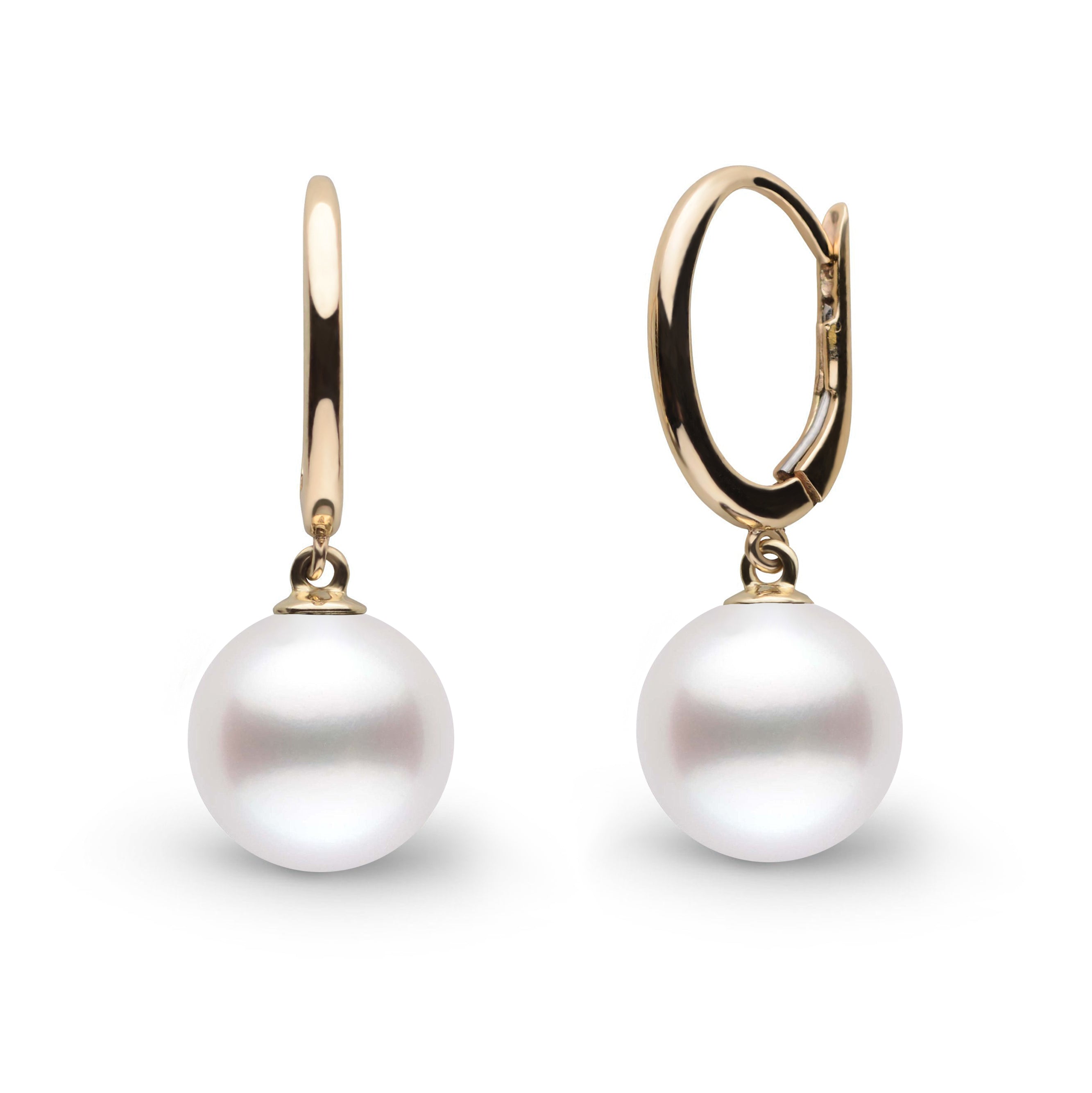 Solid Eternal Collection 9.0-10.0 mm White South Sea Pearl Earrings yg