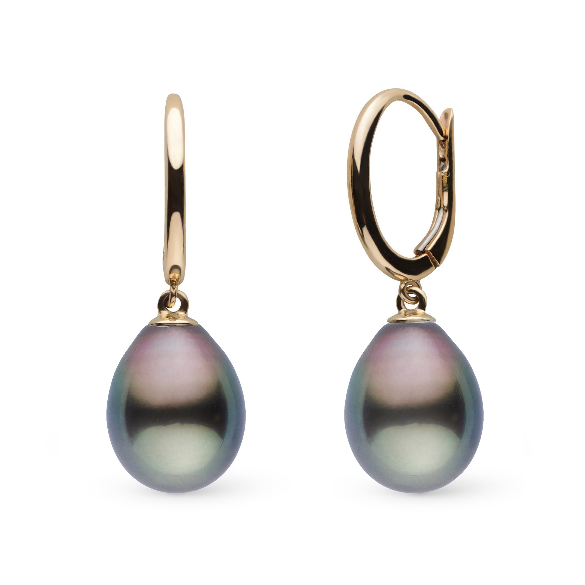 Solid Eternal Collection 10.0-11.0 mm Tahitian Drop Pearl Earrings