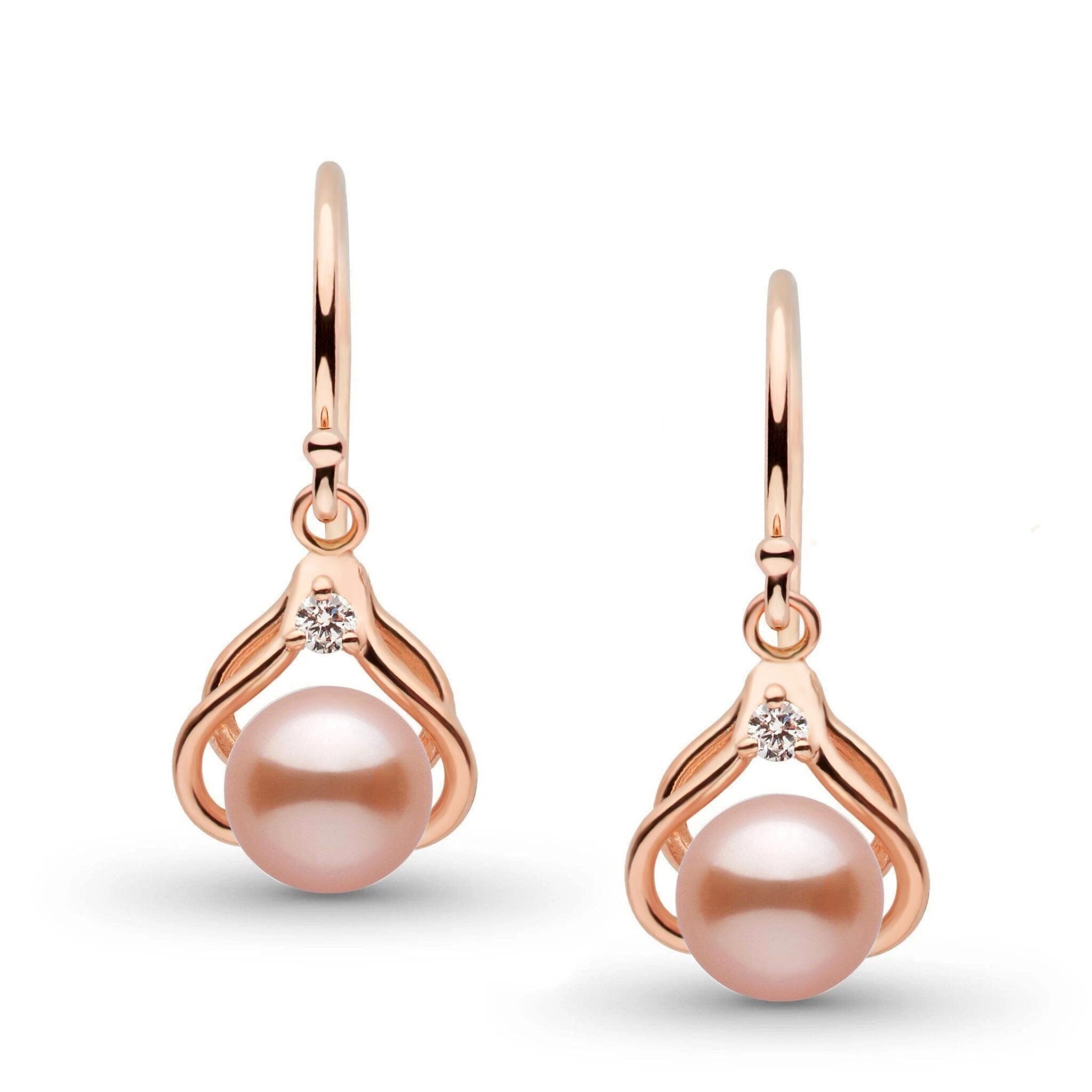 Tiara Collection 6.5-7.0 mm Pink Freshadama Pearl and Diamond Earrings