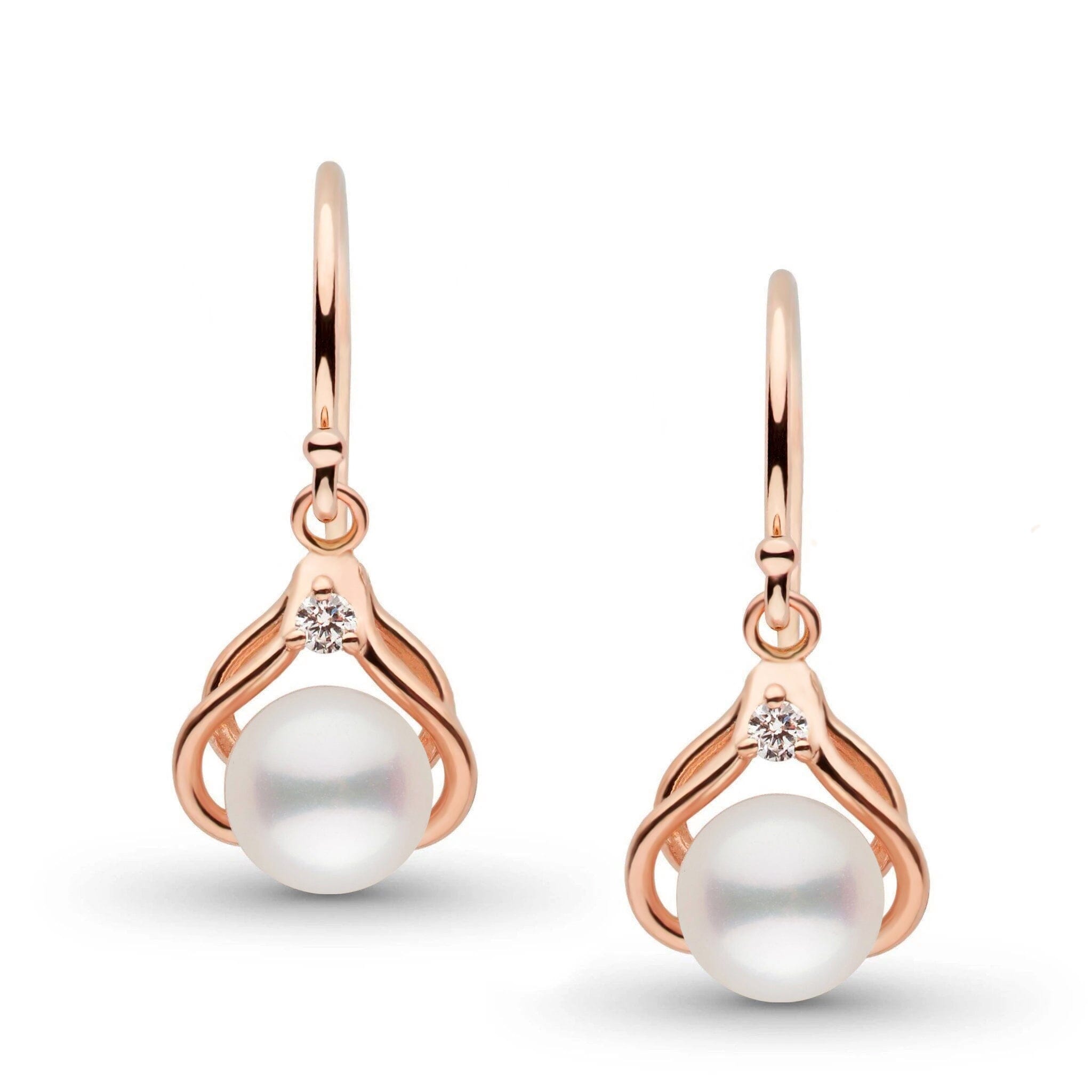 Tiara Collection 6.5-7.0 mm White Freshadama Pearl and Diamond Earrings