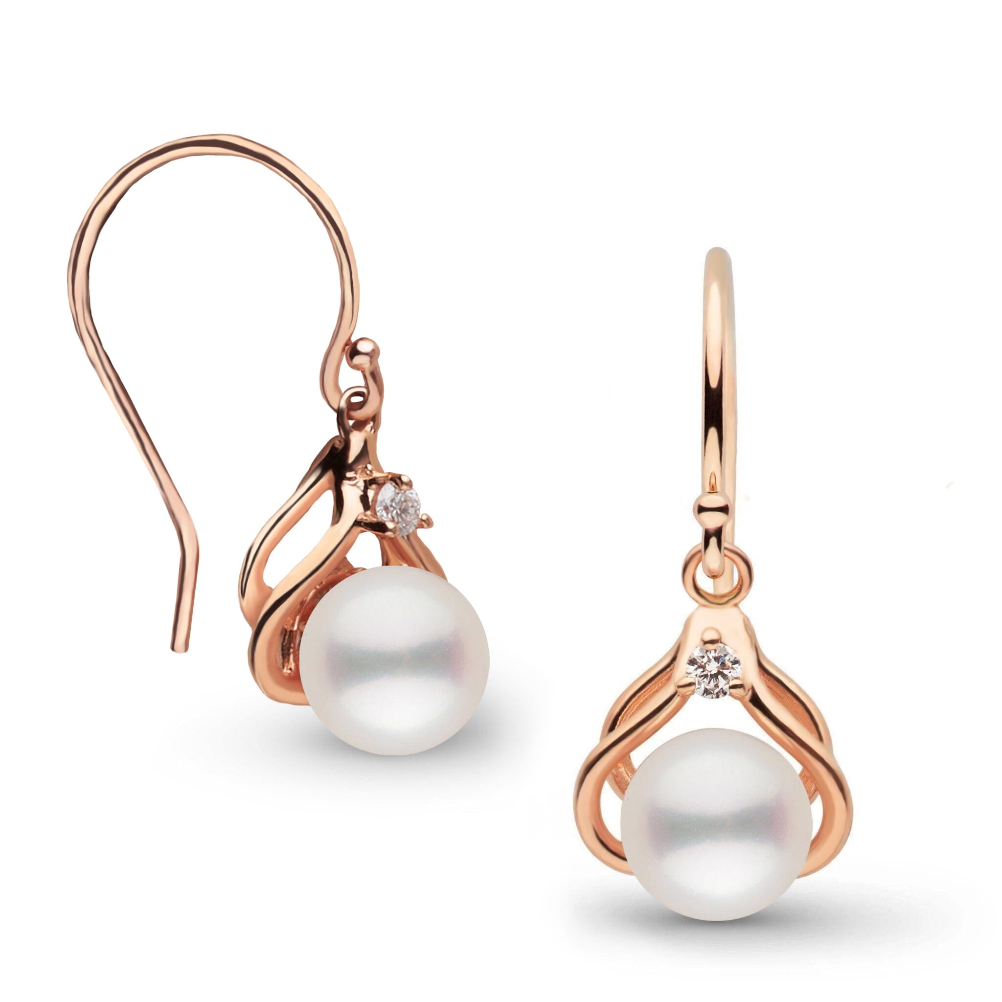 Tiara Collection 6.5-7.0 mm White Freshadama Pearl and Diamond Earrings