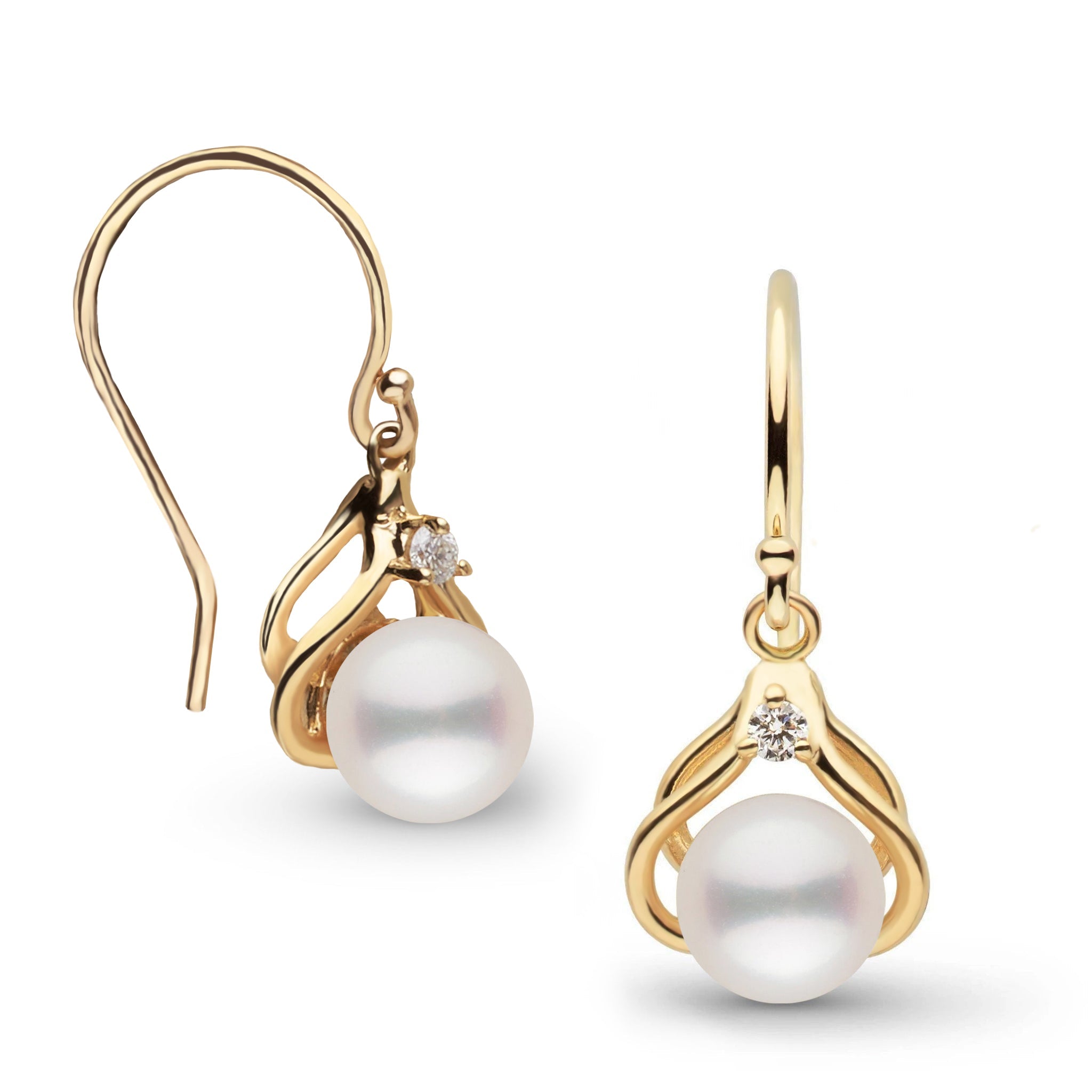 Tiara Collection 6.5-7.0 mm White Freshadama Pearl and Diamond Earrings
