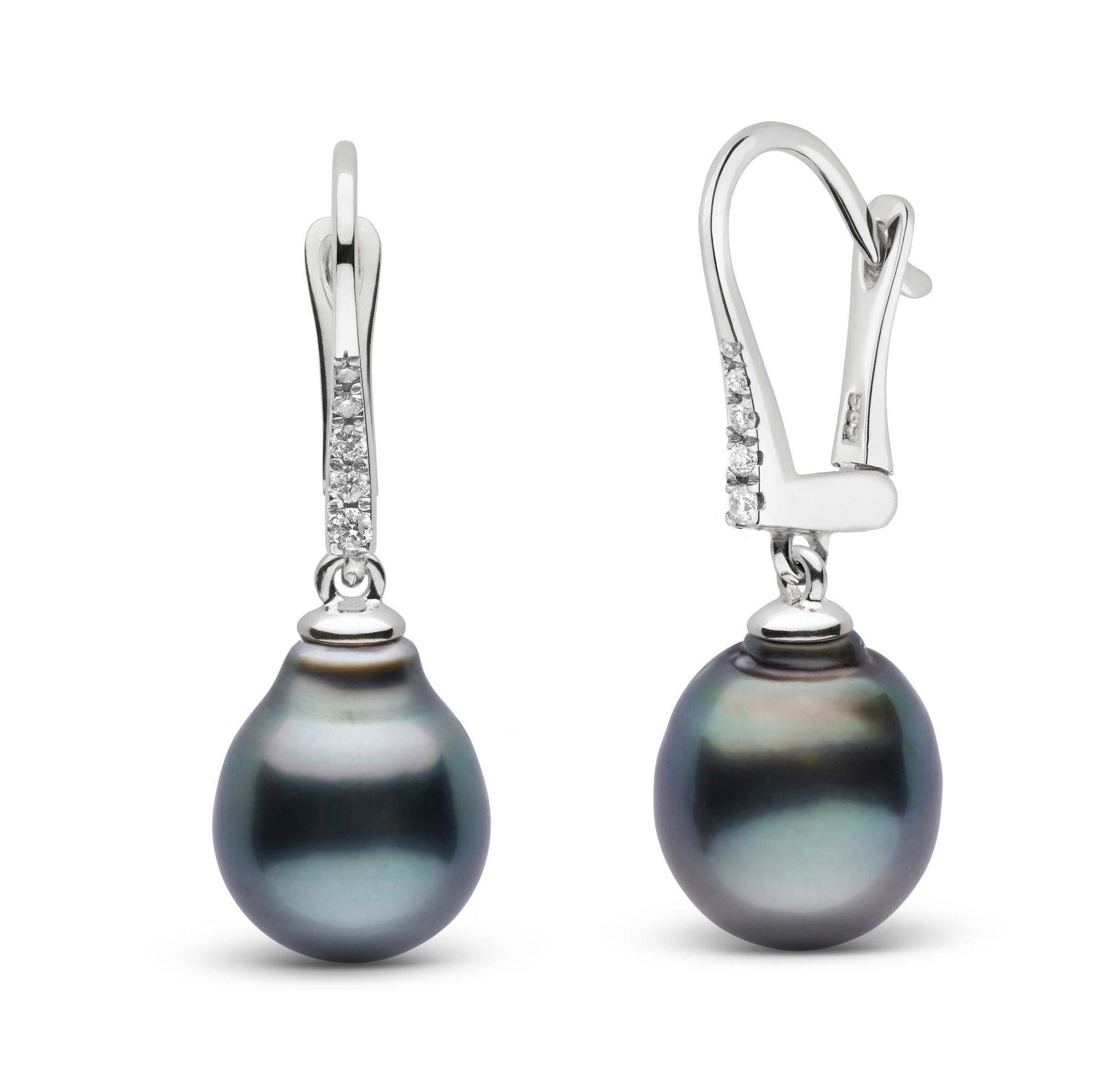 Allure Collection Tahitian Baroque 10.0-11.0 mm Pearl & Diamond Dangle Earrings white gold