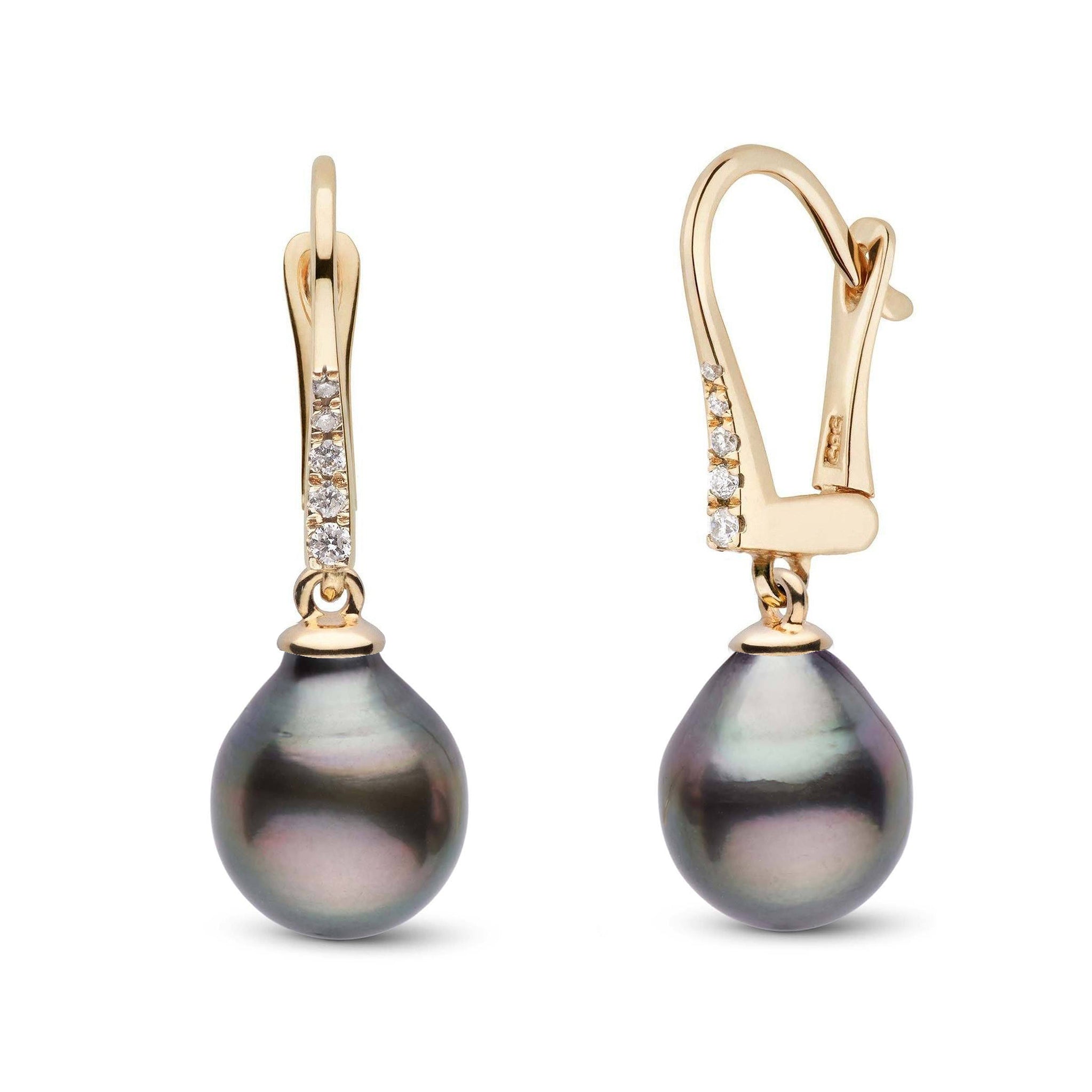 Allure Collection Tahitian Drop 8.0-9.0 mm Pearl & Diamond Dangle Earrings yg