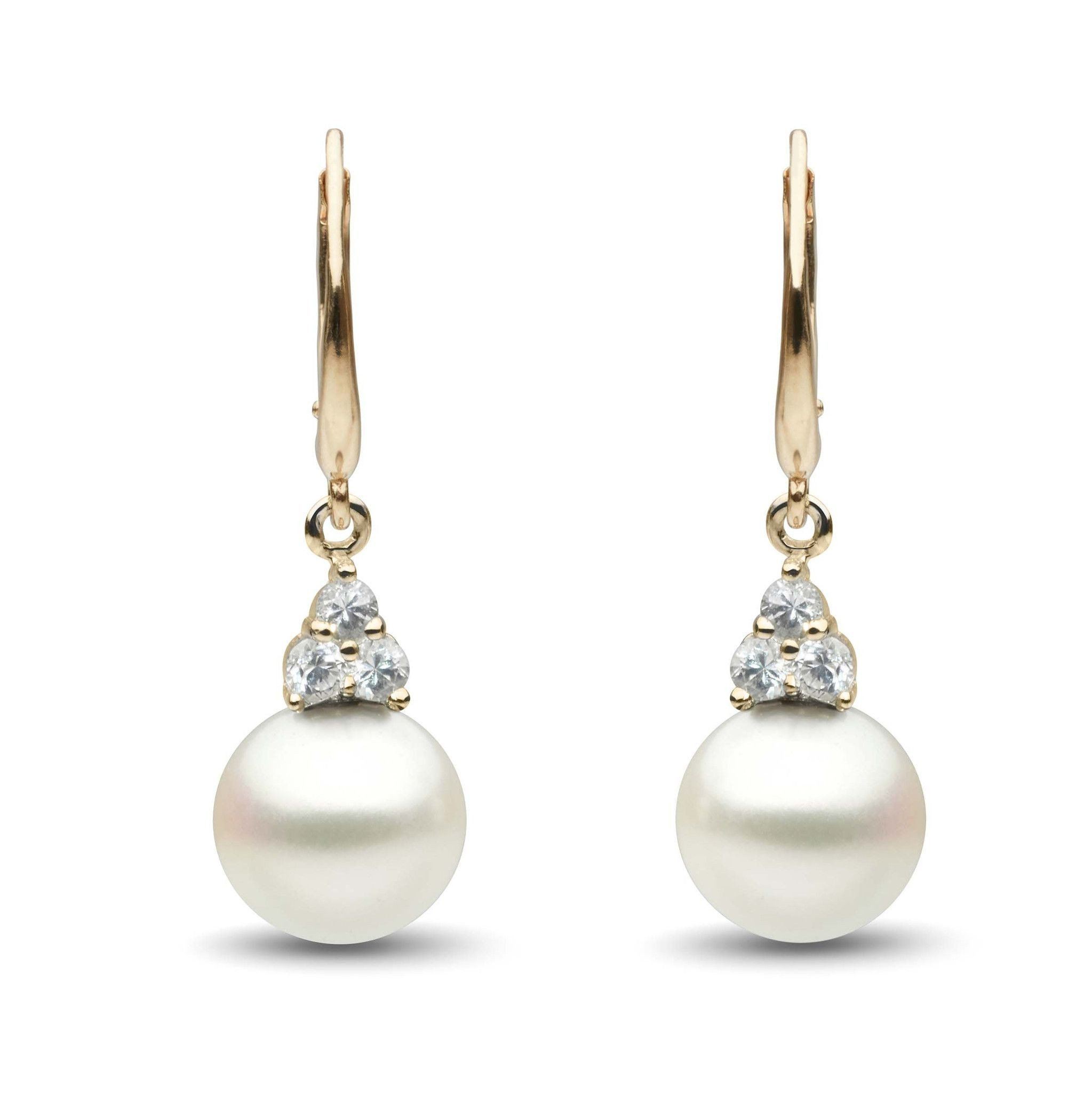 Always Collection White South Sea 9.0-10.0 mm Pearl and Diamond Earrings yg