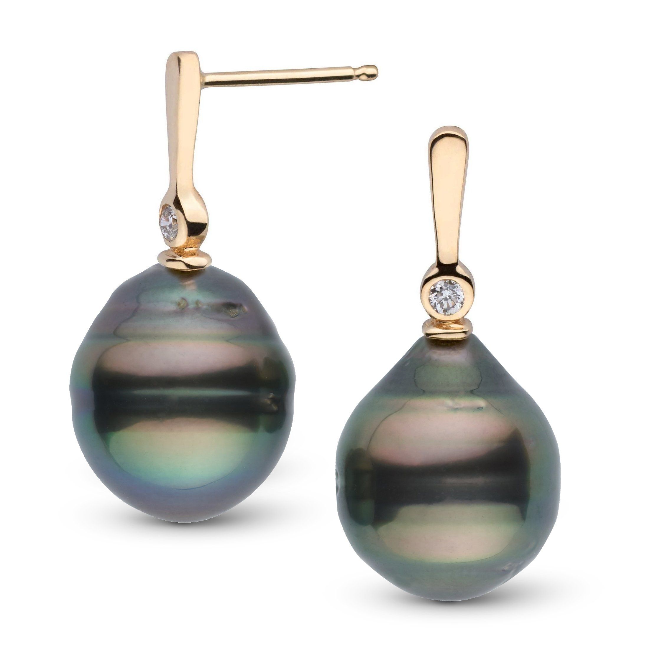 Aspire Collection 11.0-12.0 mm Baroque Tahitian Pearl & Diamond Earrings yg