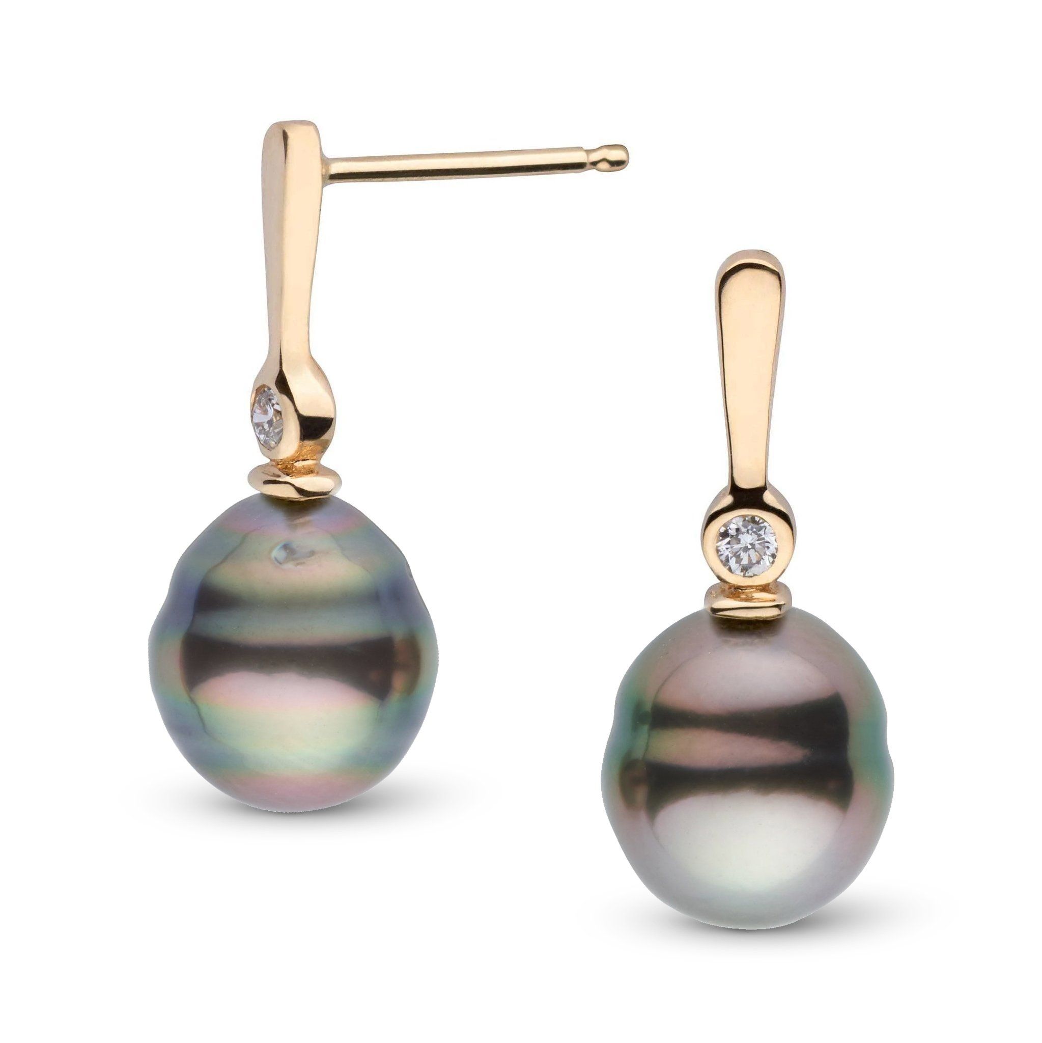 Aspire Collection 8.0-9.0 mm Baroque Tahitian Pearl & Diamond Earrings yg