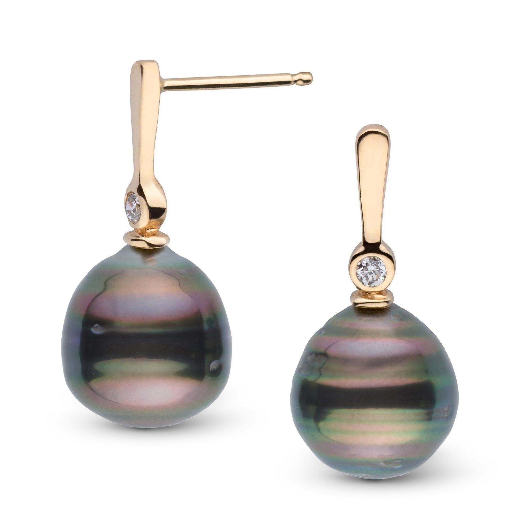 Aspire Collection 9.0-10.0 mm Baroque Tahitian Pearl & Diamond Earrings yg