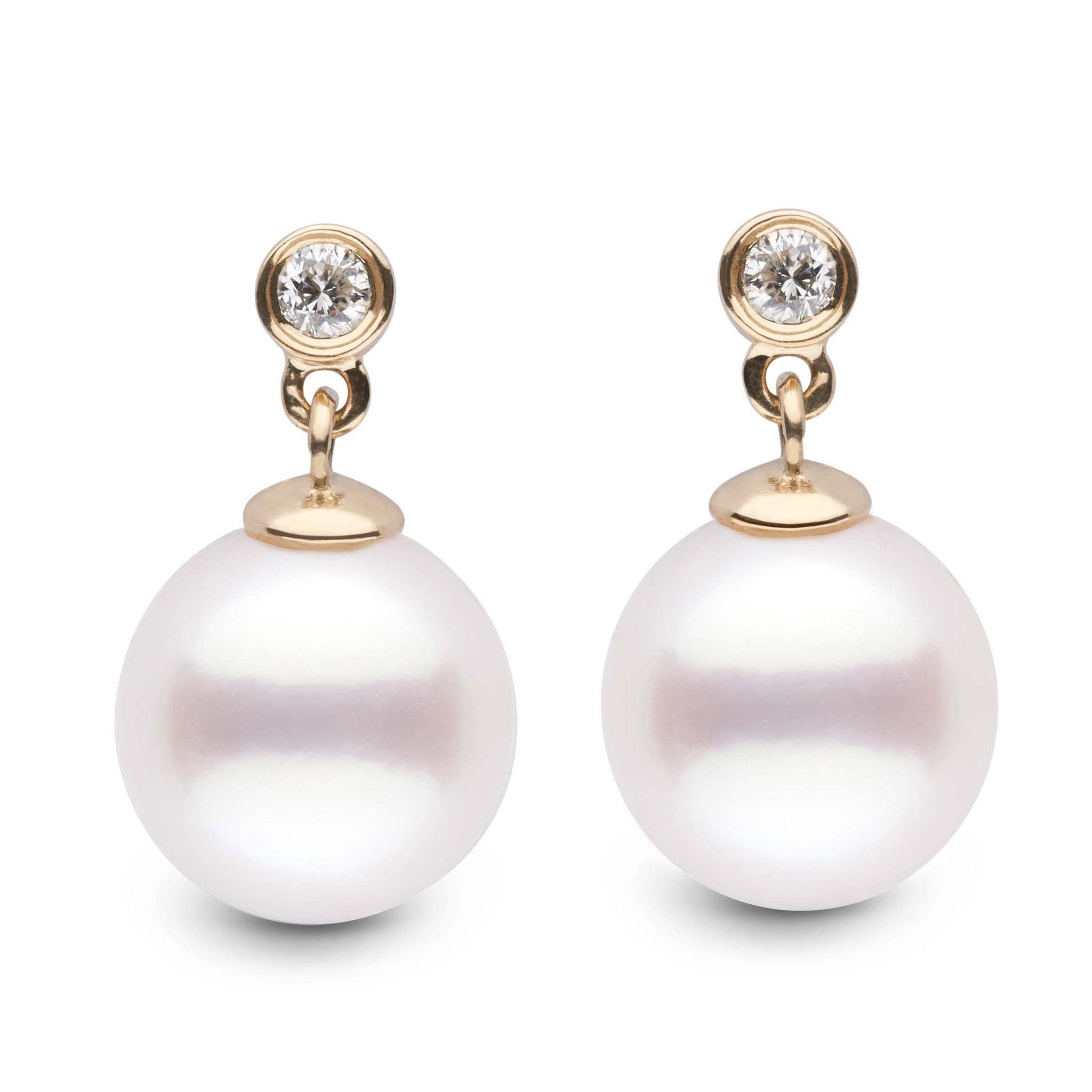 Brilliant Collection White South Sea 9.0-10.0 mm Pearl and Diamond Dangle Earrings yg