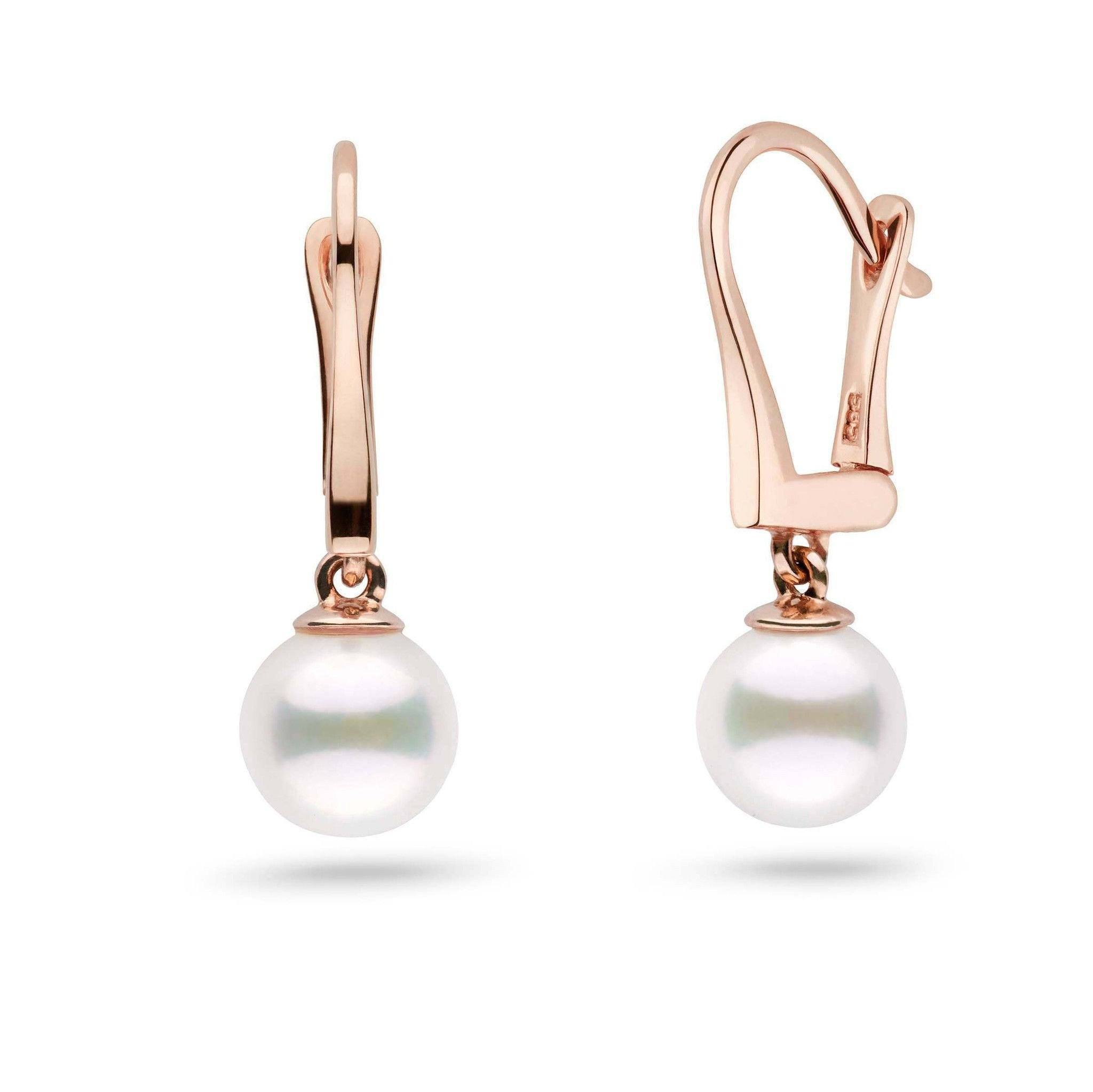 Classic Collection White Freshadama Freshwater 7.5-8.0 mm Pearl Dangle Earrings rose gold