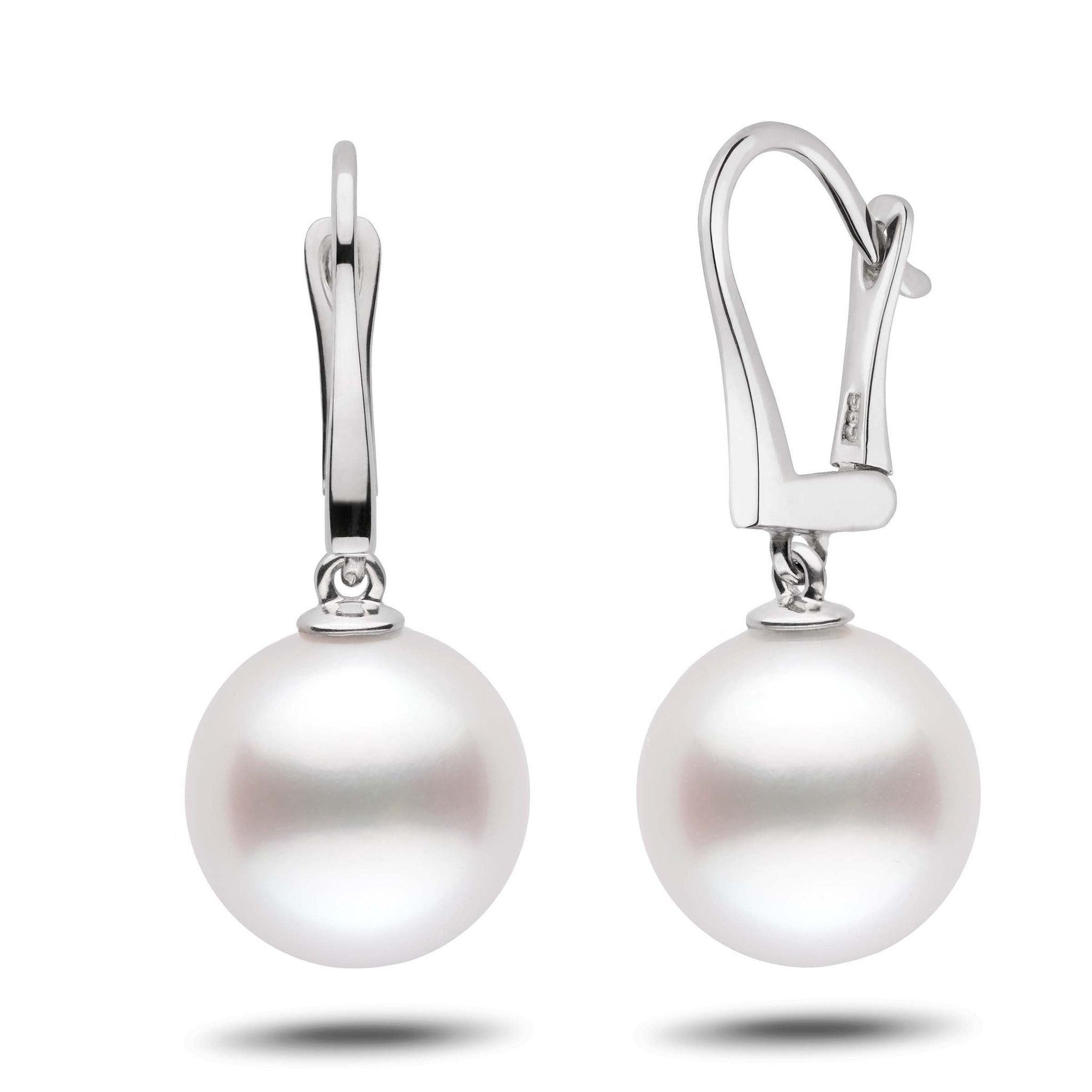 Classic Collection White South Sea 12.0-13.0 mm Pearl Dangle Earrings wg