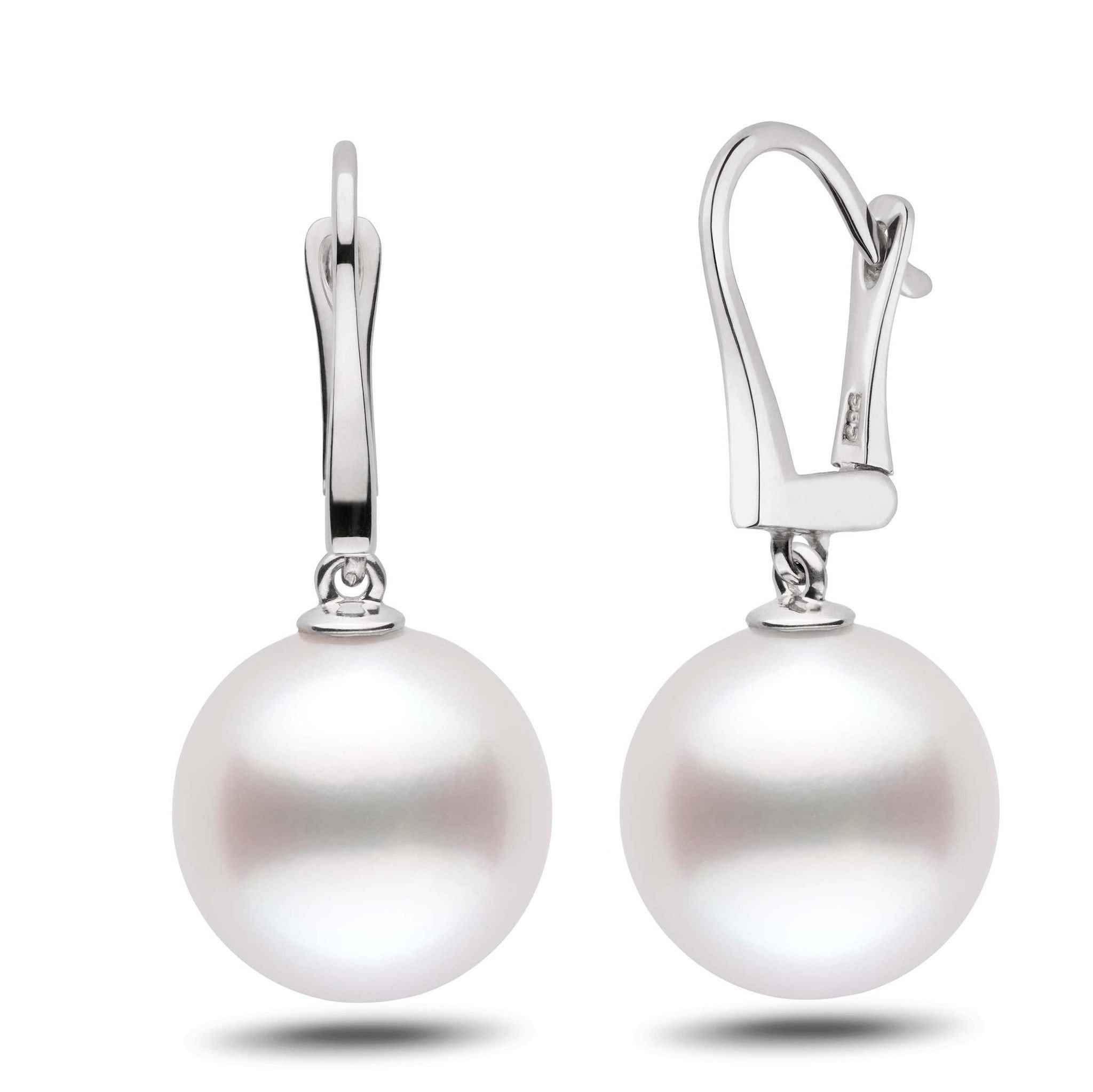Classic Collection White South Sea 13.0-14.0 mm Pearl Dangle Earrings wg