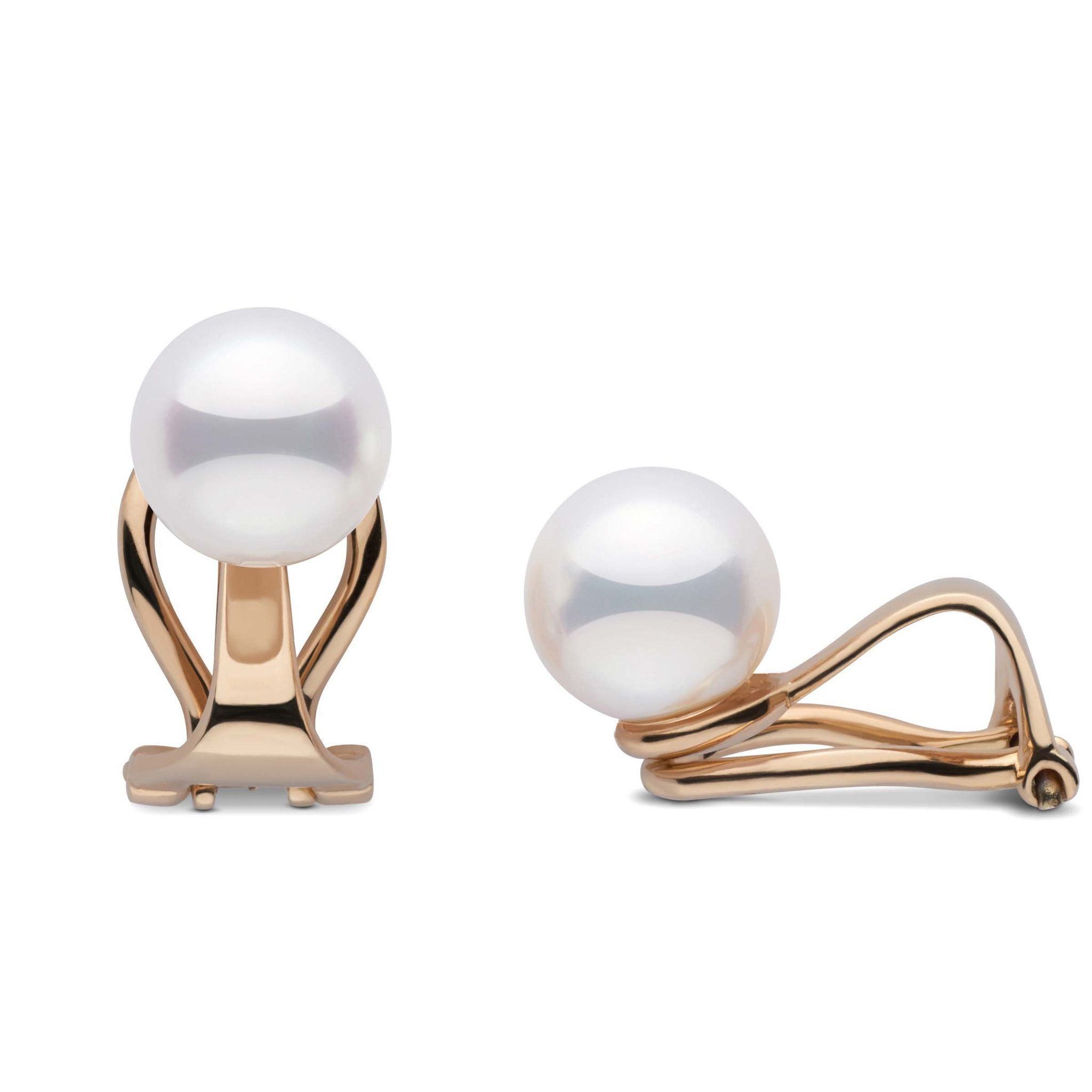 Clip-on Akoya 7.0-7.5 mm Pearl Earrings in yellow gold