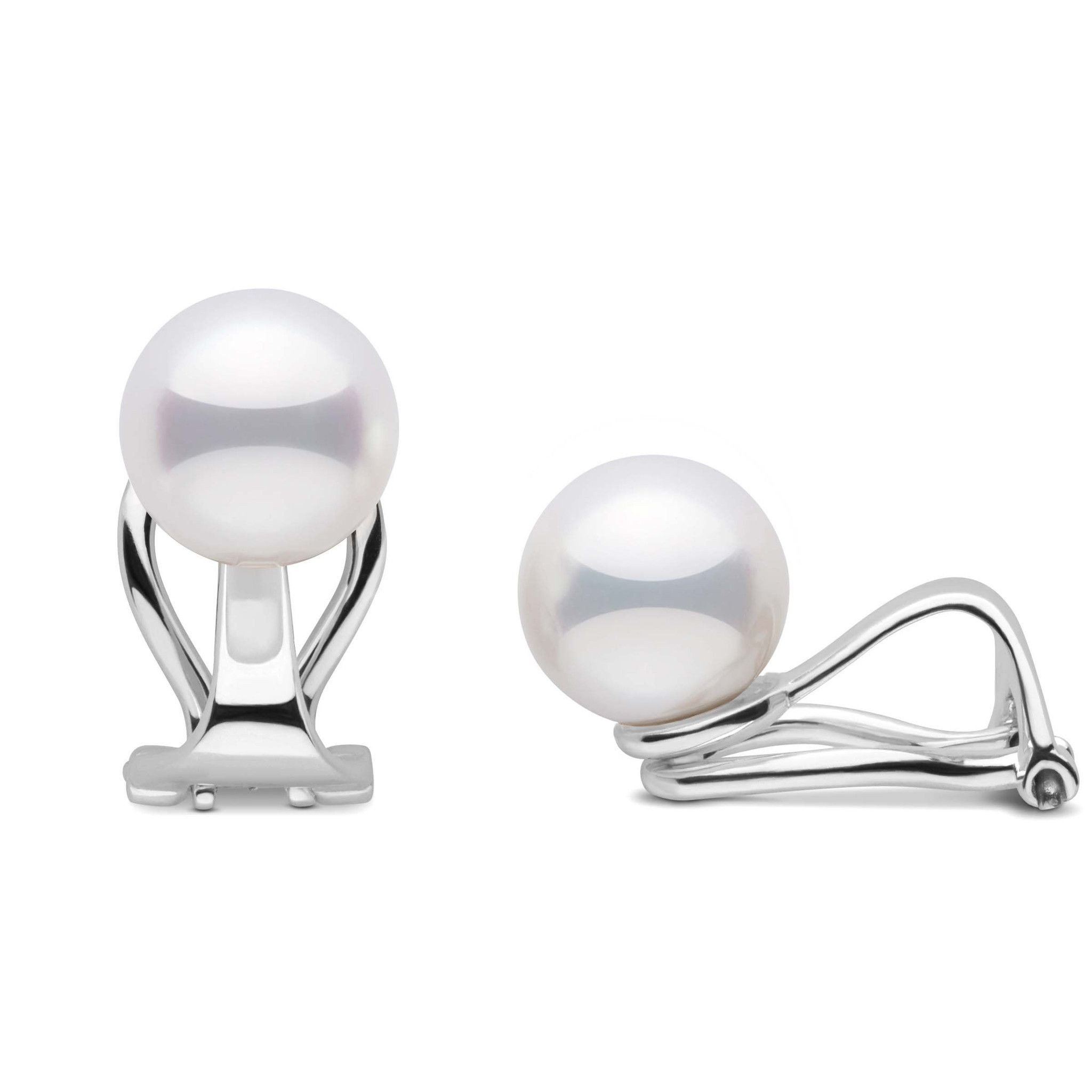 Clip-on Akoya 7.5-8.0 mm Pearl Earrings in white gold